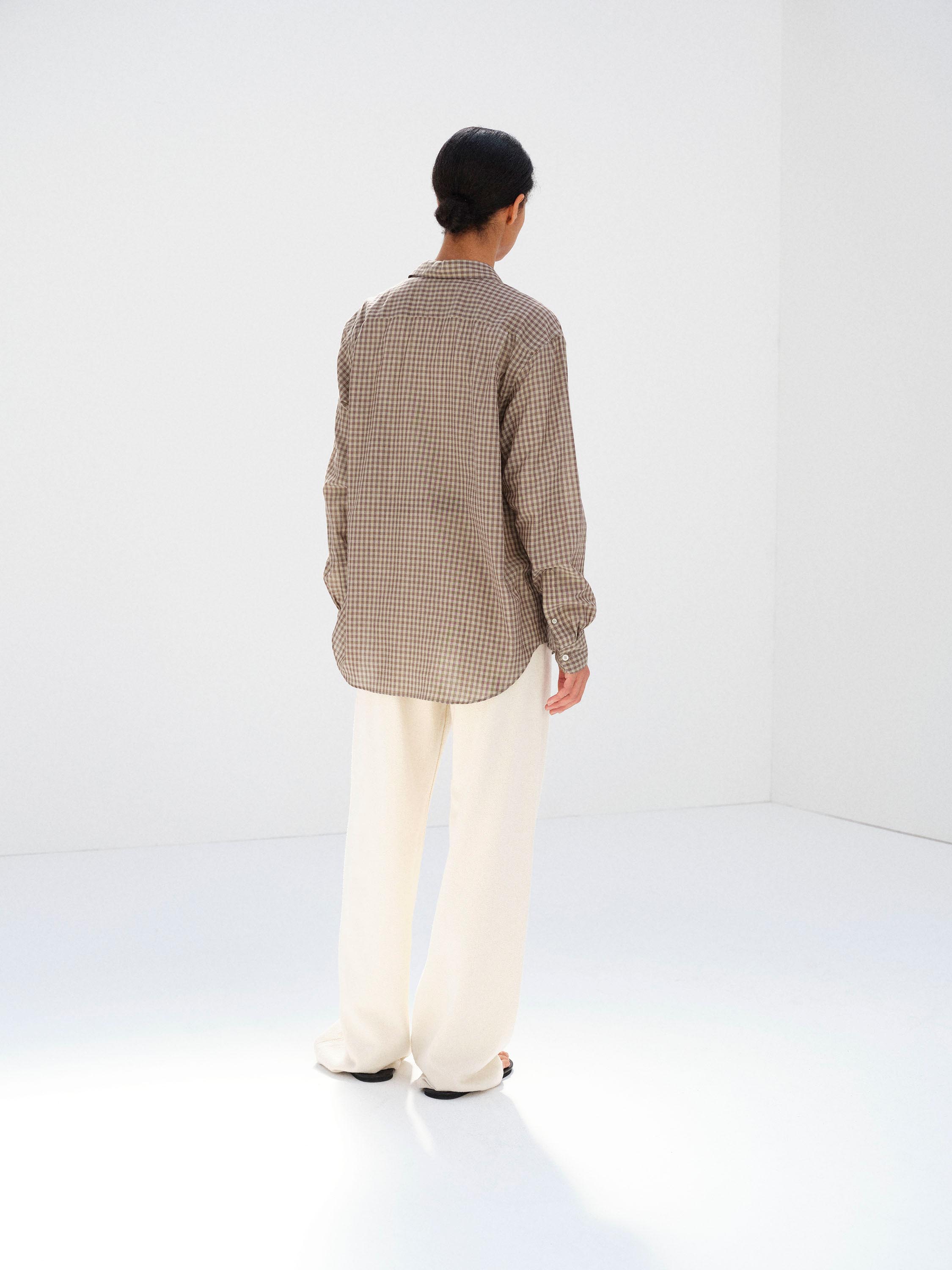 AIRY LIGHT COTTON CHECK SHIRT 詳細画像 BROWN GINGHAM CHECK 4