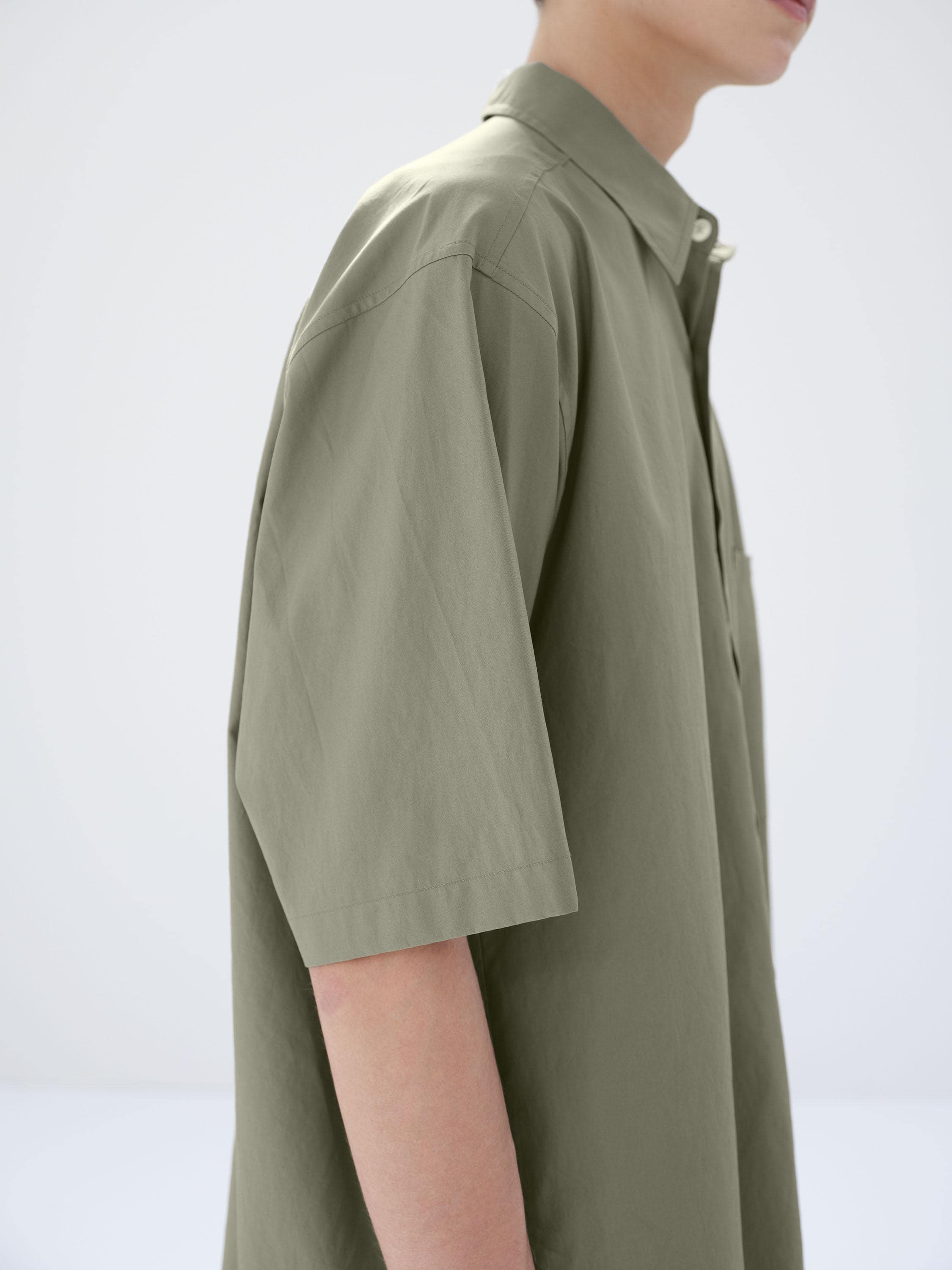 WASHED FINX TWILL BIG HALF SLEEVED SHIRT 詳細画像 OLIVE 3