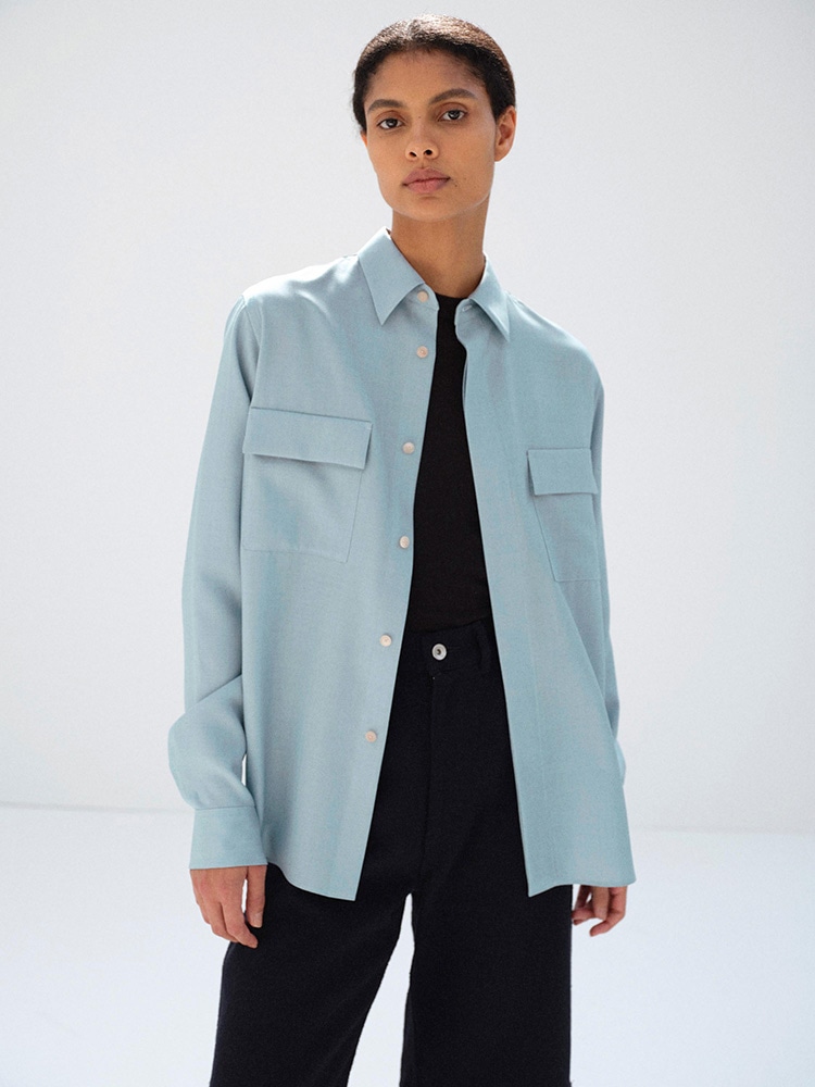 WOOL HERRINGBONE OVERSHIRT