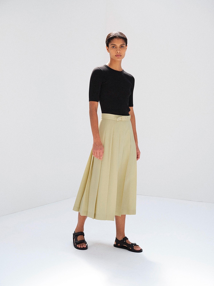 WOOL KID MOHAIR HOPSACK PLEATED SKIRT - AURALEE Official Website