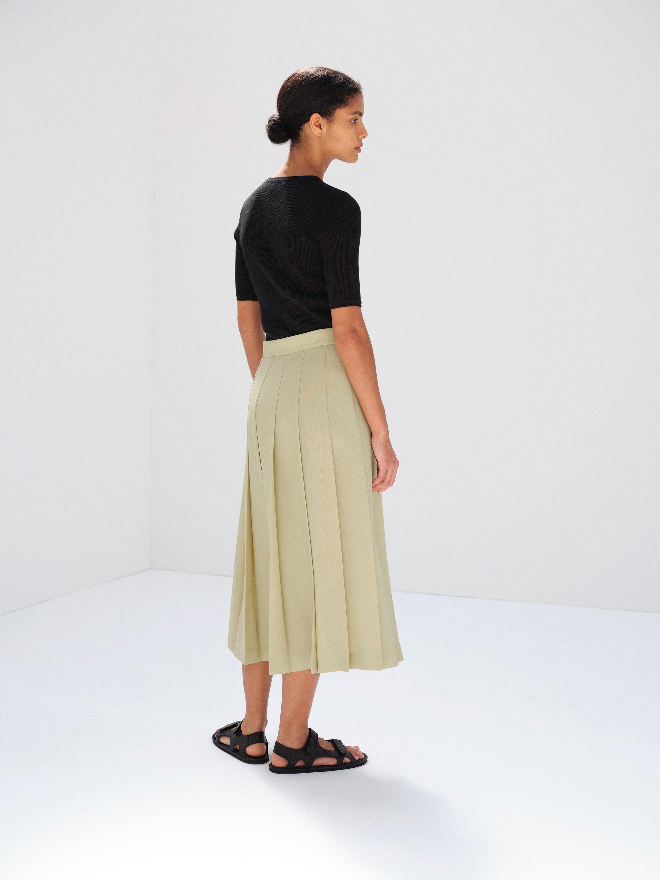 WOOL KID MOHAIR HOPSACK PLEATED SKIRT 詳細画像 DUSTY BEIGE 3