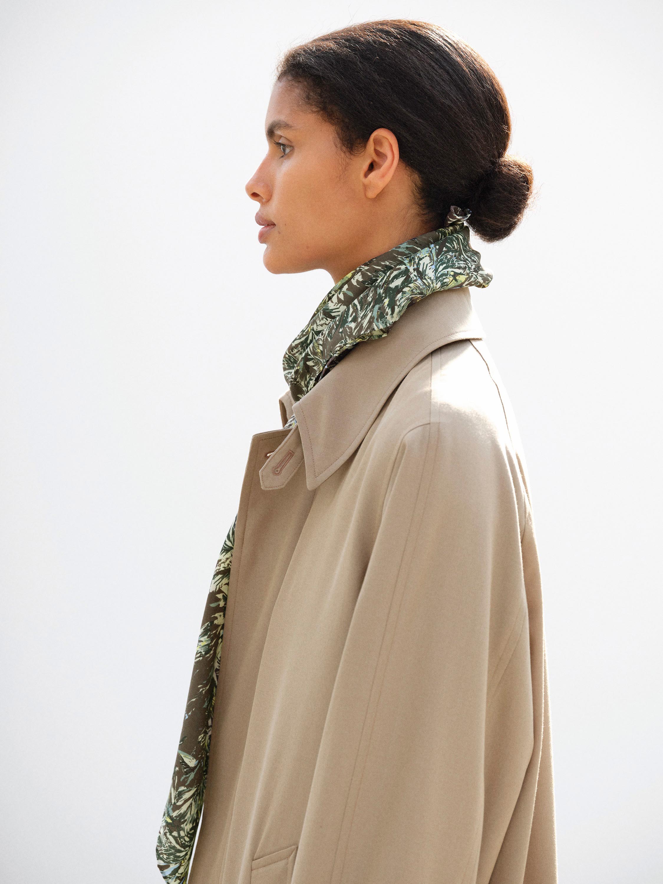 PRINTED AIRY SILK SCARF - LARGE 詳細画像 DARK BROWN 5