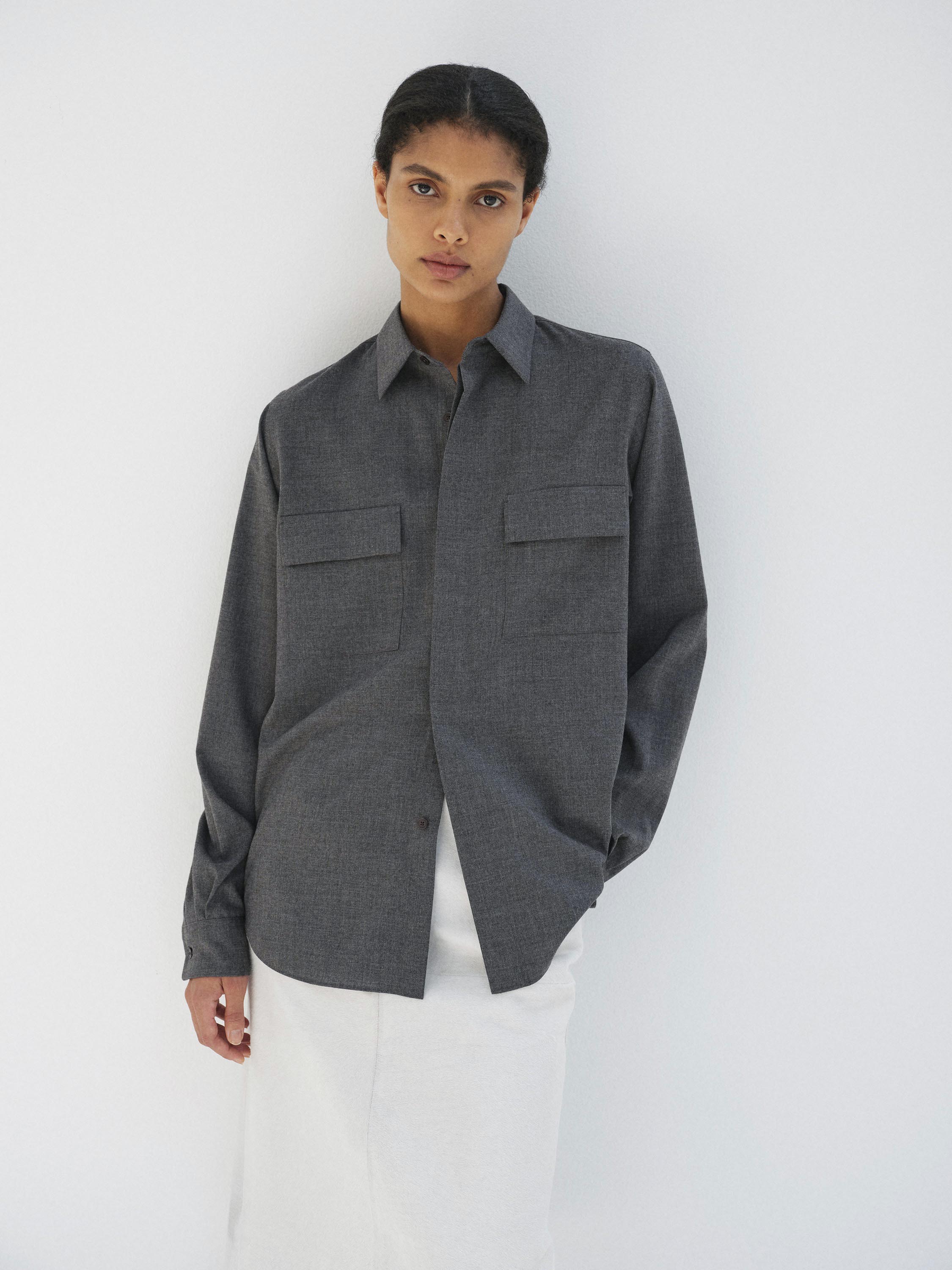 SUMMER TWIST CASHMERE PORA SHIRT 詳細画像 TOP CHARCOAL GRAY 1