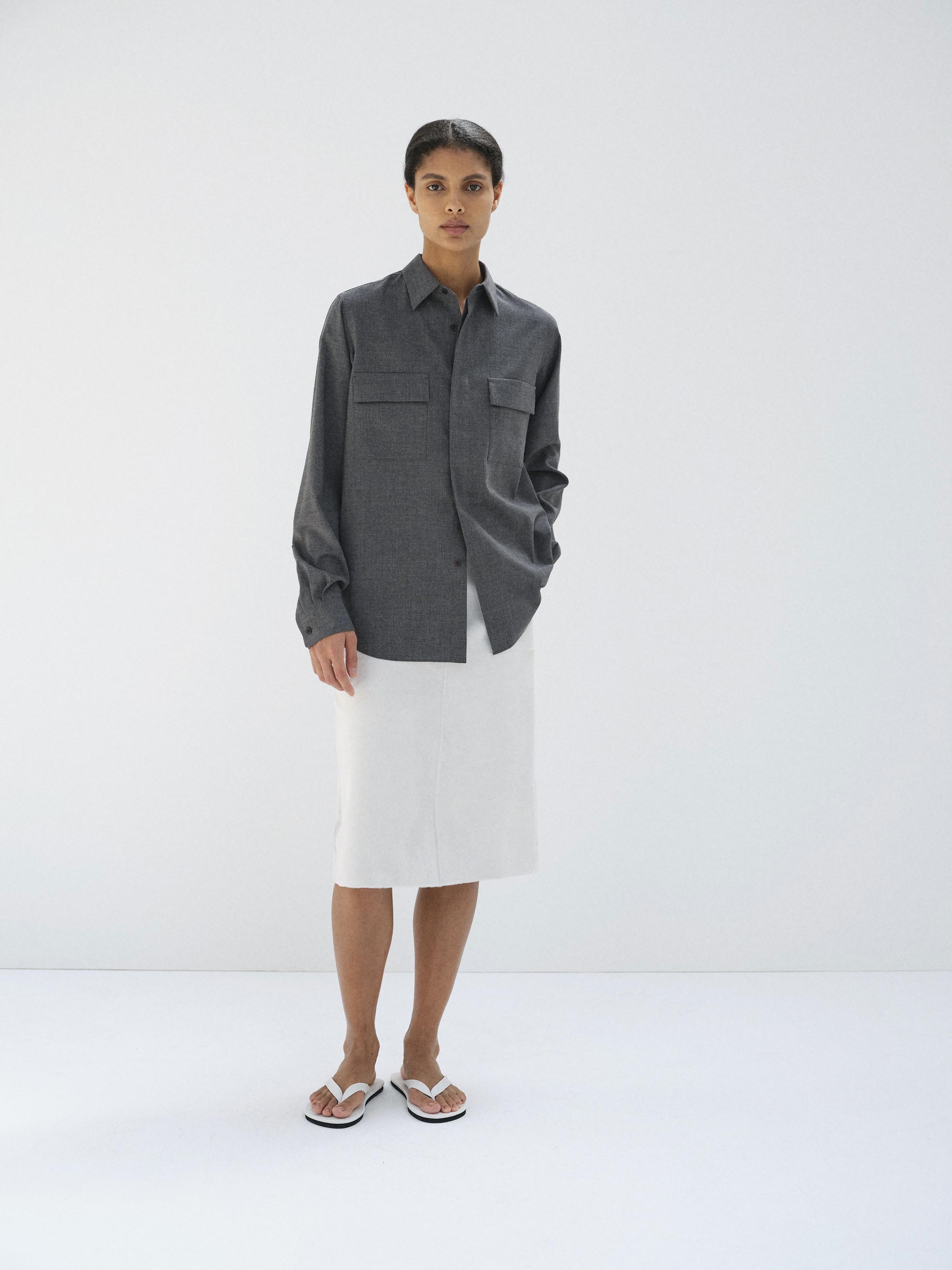 SUMMER TWIST CASHMERE PORA SHIRT 詳細画像 TOP CHARCOAL GRAY 2