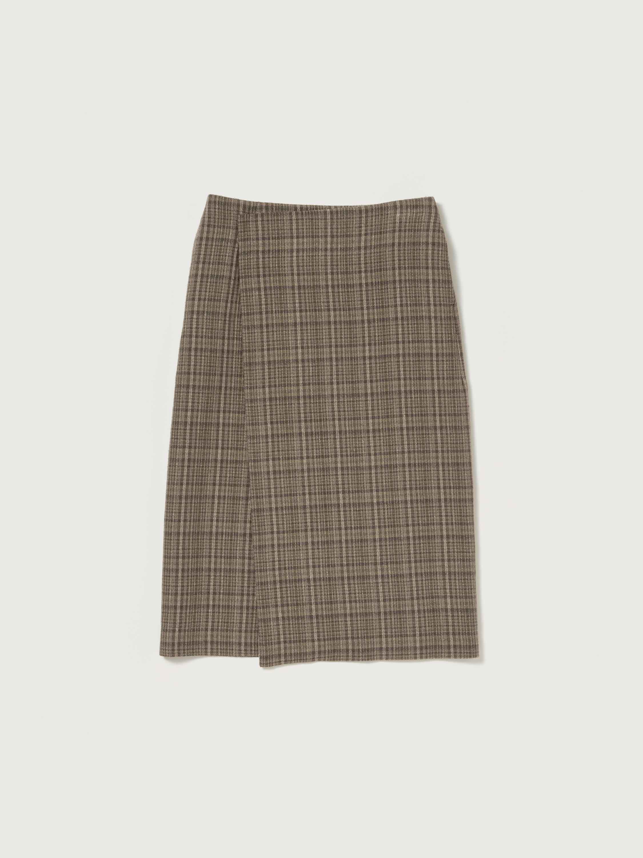 SILK LINEN NEP CHECK WRAP SKIRT 詳細画像 DARK BROWN CHECK 5