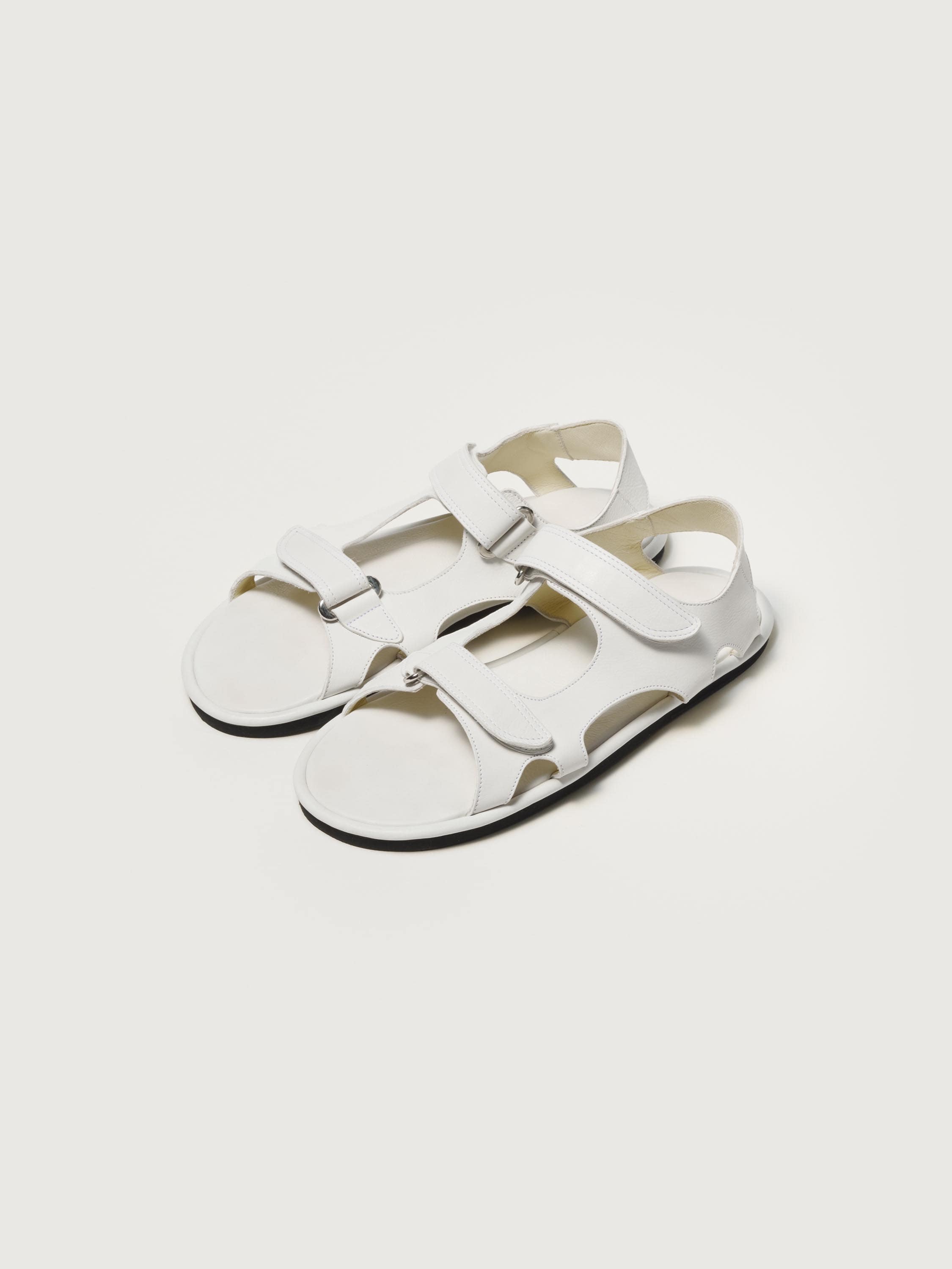 SOFT LEATHER DOUBLE STRAP SANDALS 詳細画像 WHITE 1