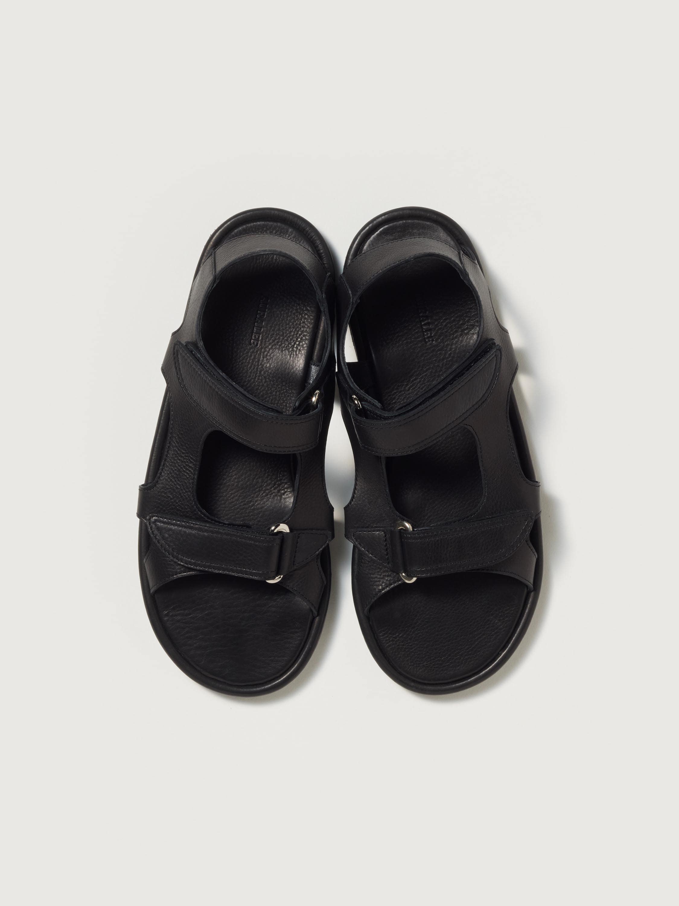 SOFT LEATHER DOUBLE STRAP SANDALS 詳細画像 BLACK 2