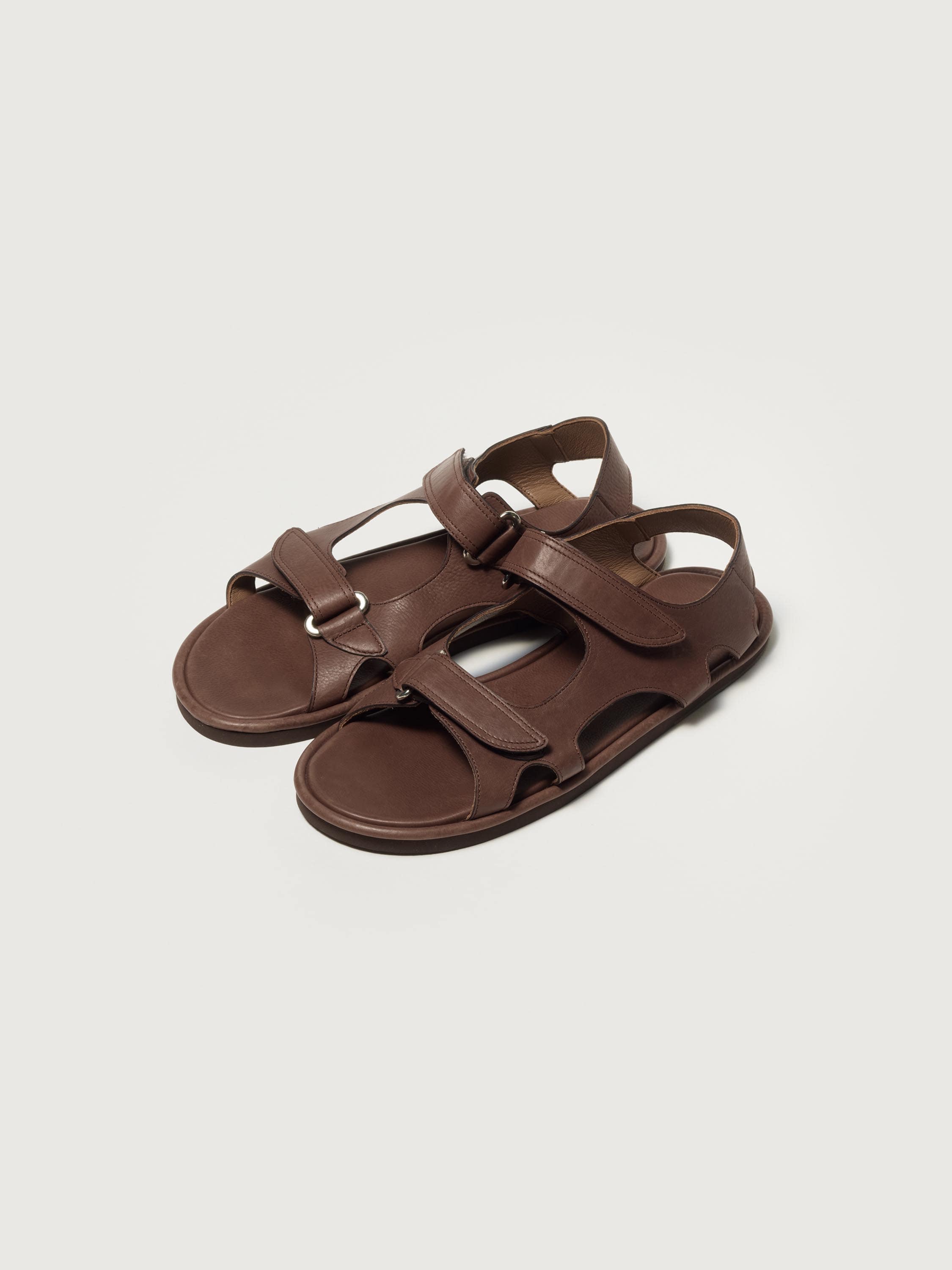 SOFT LEATHER DOUBLE STRAP SANDALS 詳細画像 BROWN 1