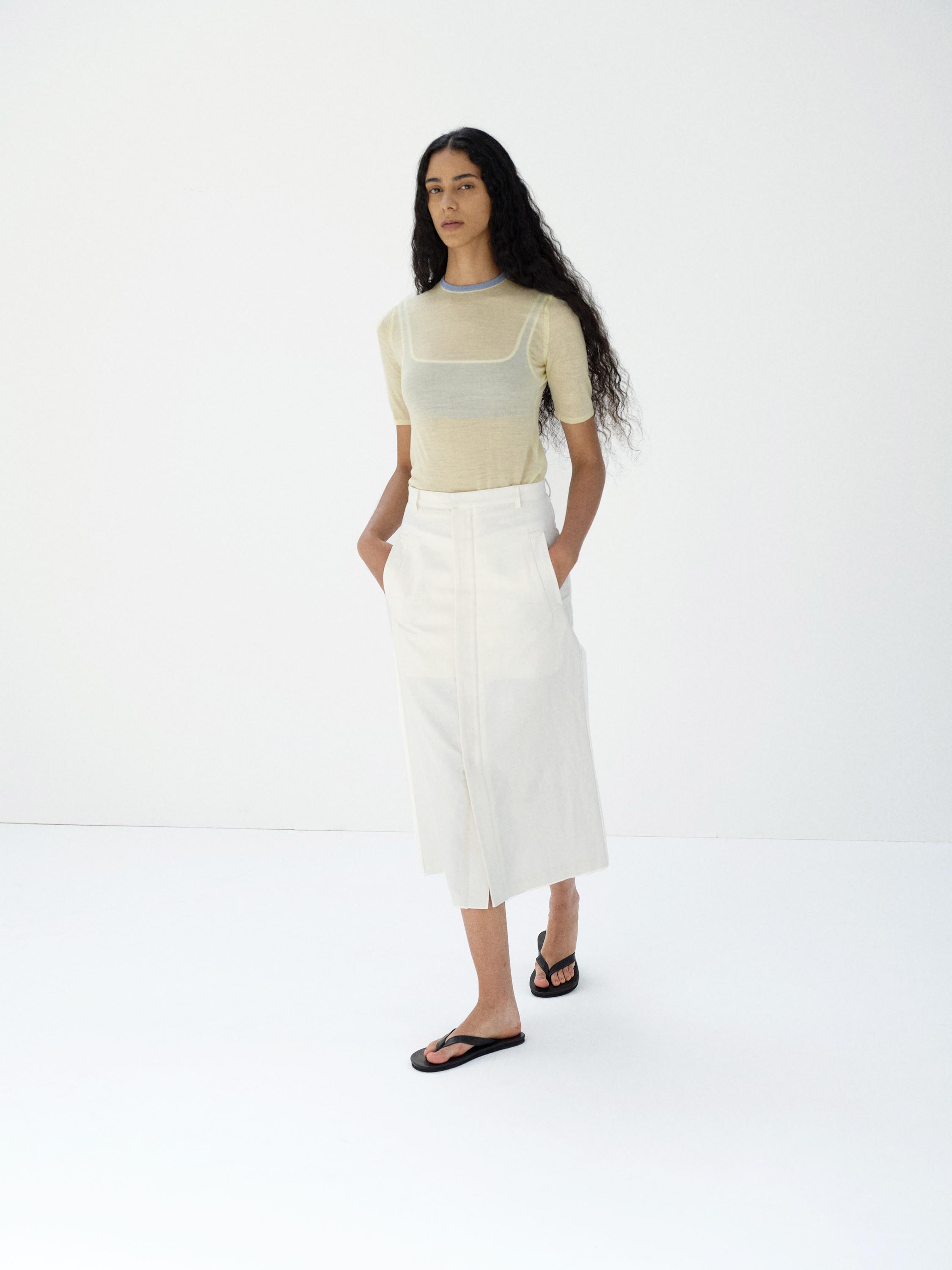 WOOL COTTON LINEN OX SKIRT 詳細画像 OFF WHITE 1