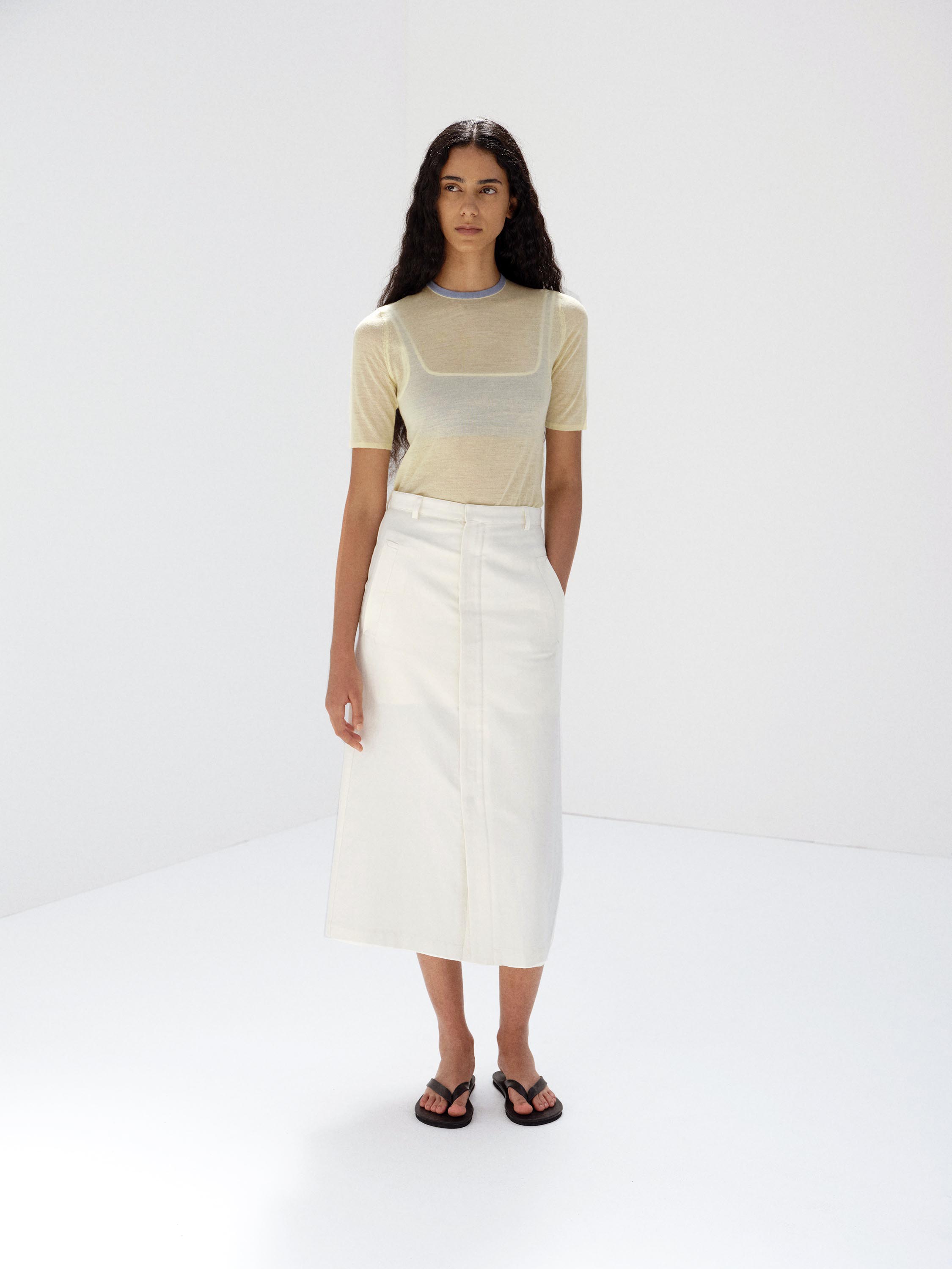 WOOL COTTON LINEN OX SKIRT 詳細画像 OFF WHITE 3