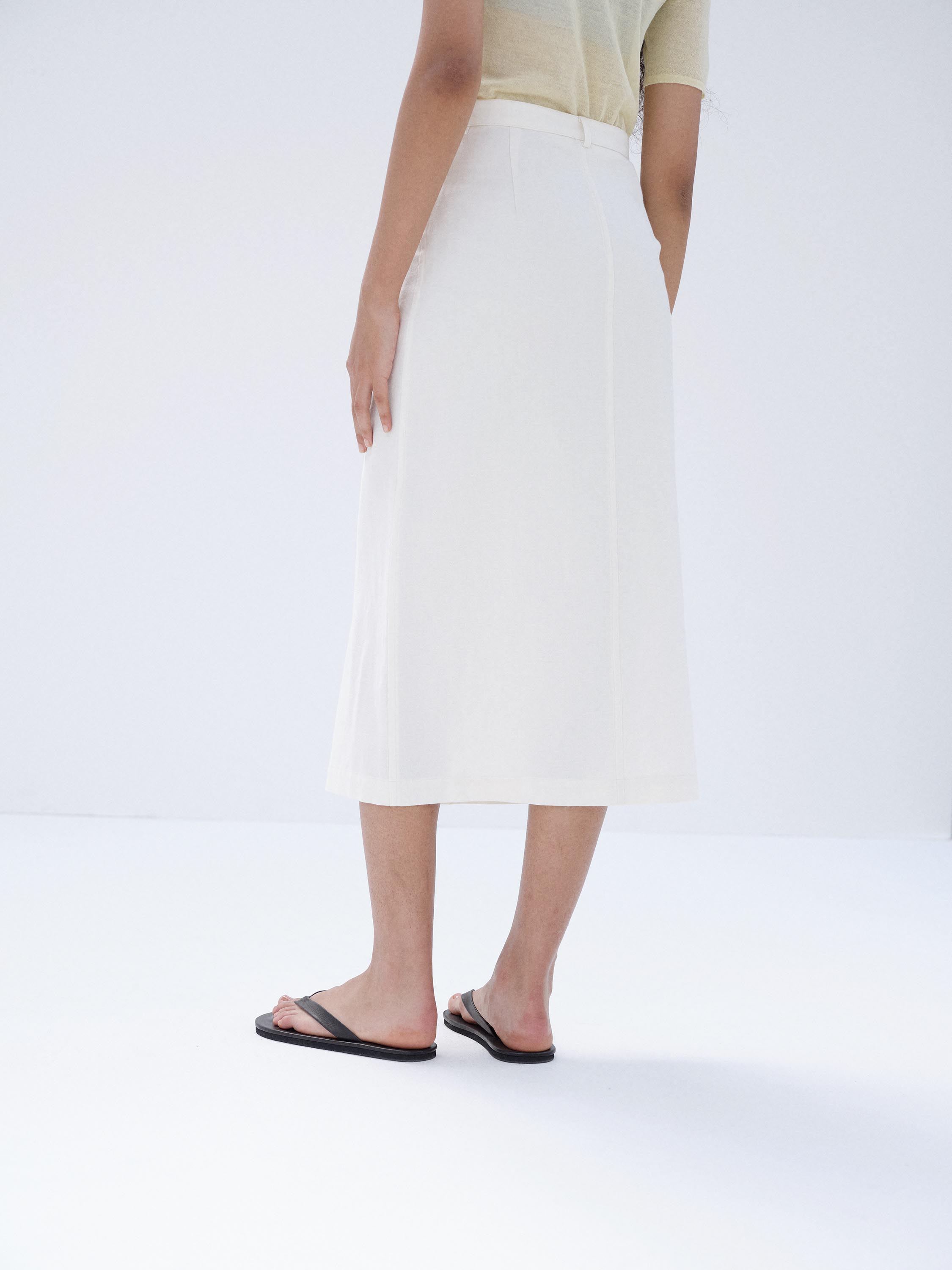 WOOL COTTON LINEN OX SKIRT 詳細画像 OFF WHITE 4