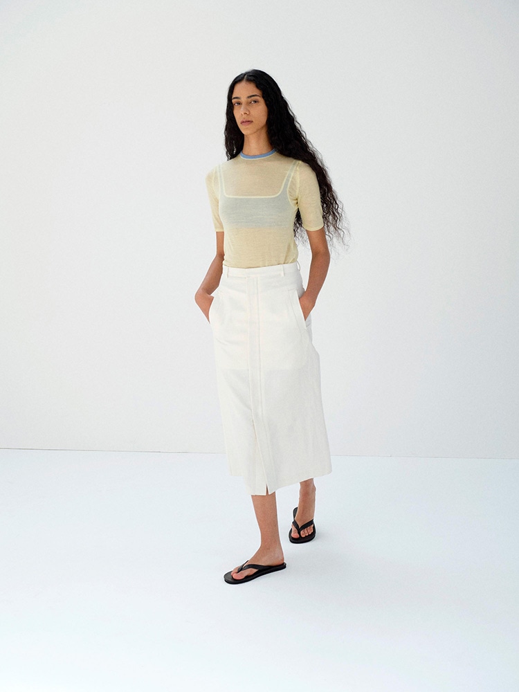 HARD TWIST HIGH GAUGE WOOL SILK KNIT TEE