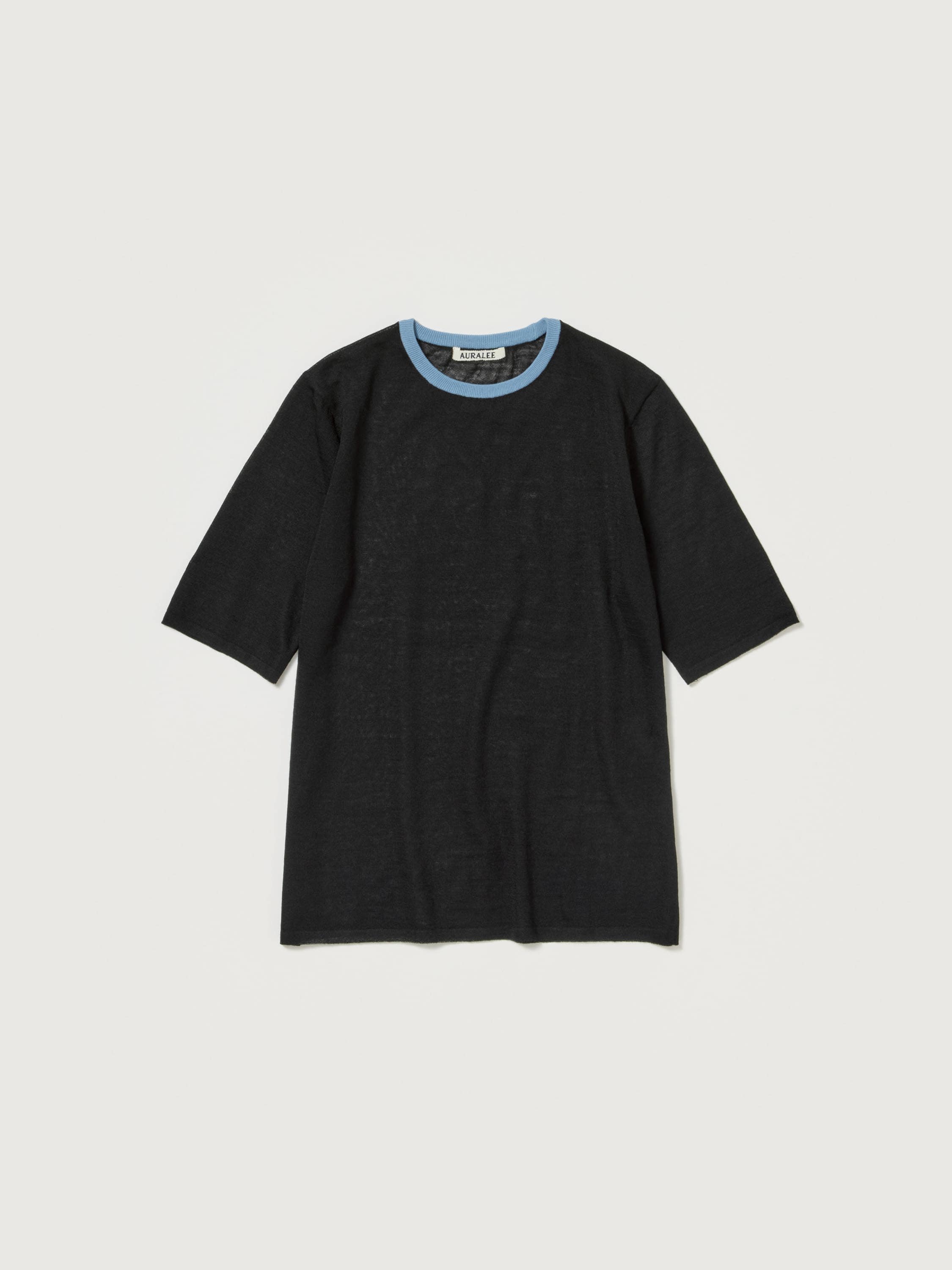 HARD TWIST HIGH GAUGE WOOL SILK KNIT TEE 詳細画像 BLACK 1
