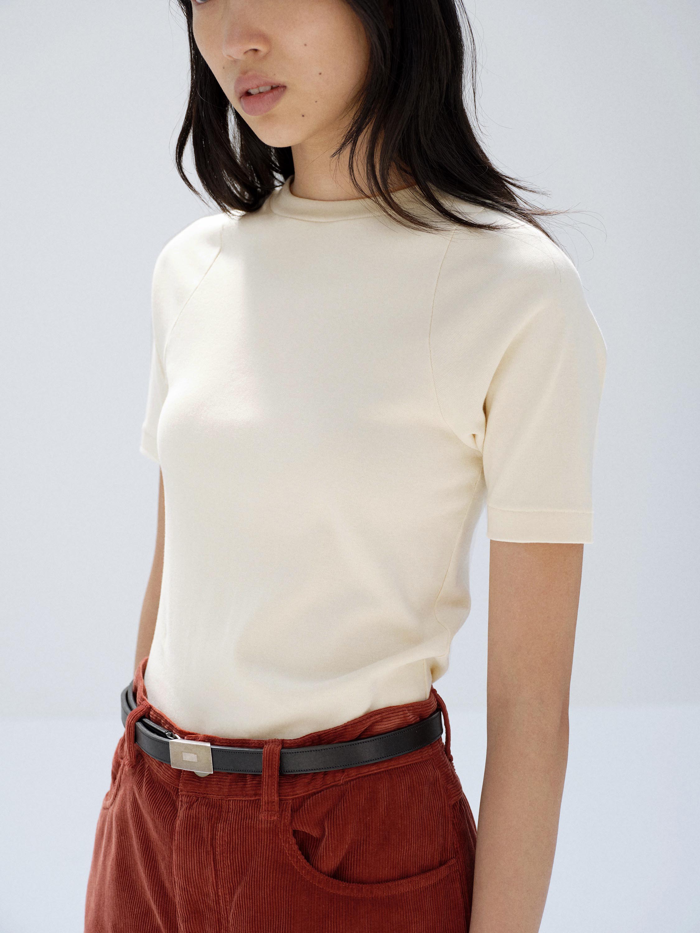 ORGANIC COTTON FINE RIB TEE 詳細画像 IVORY 1