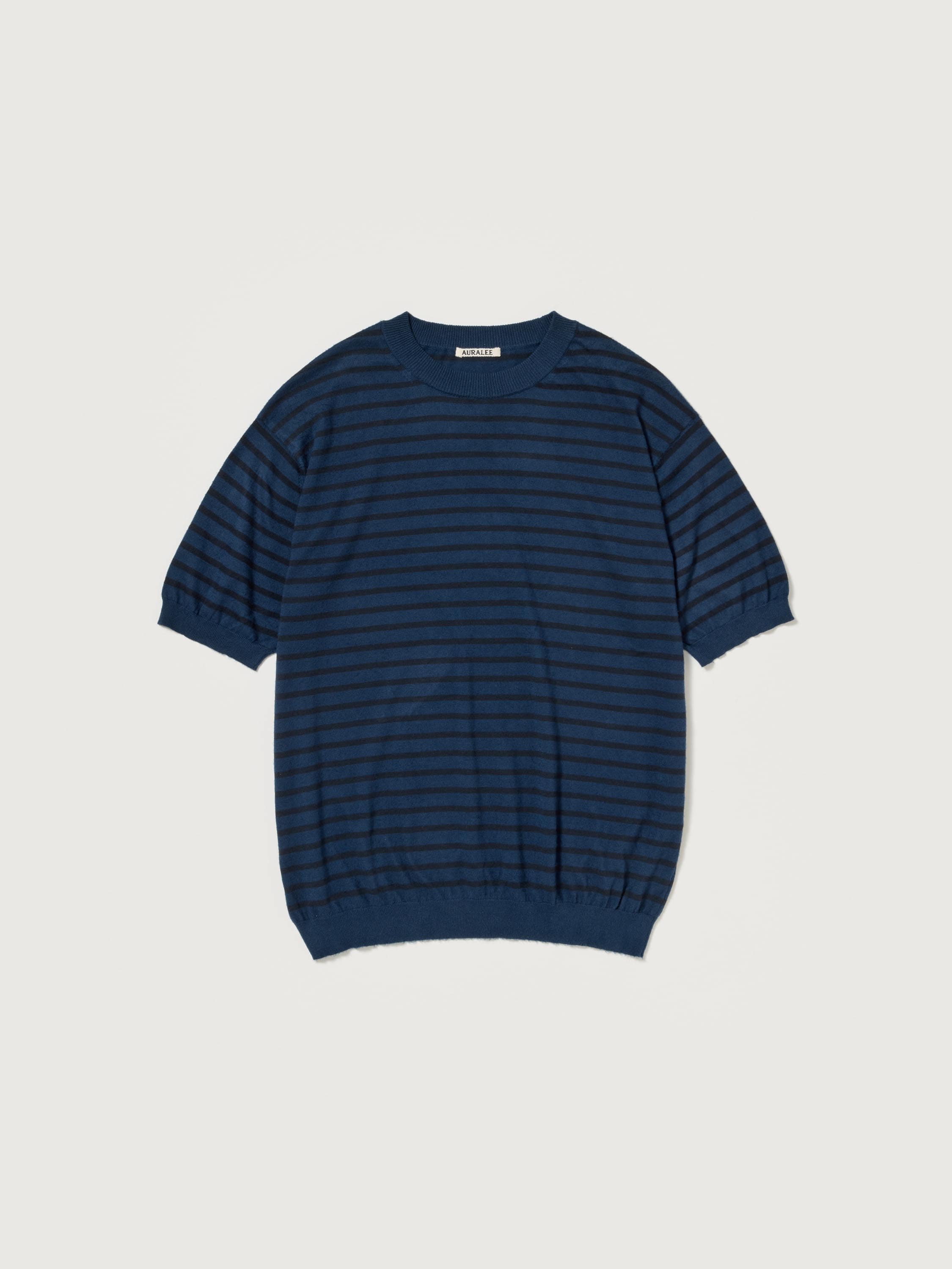 HIGH GAUGE COTTON KNIT TEE 詳細画像 BLUE NAVY STRIPE 4