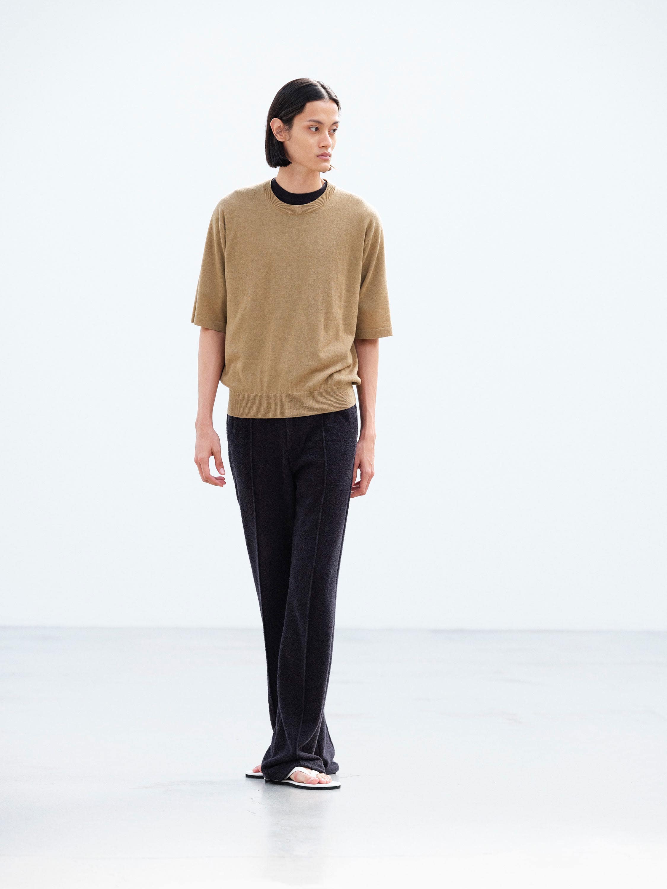 CASHMERE HARD TWIST KNIT TEE 詳細画像 CAMEL BROWN 2