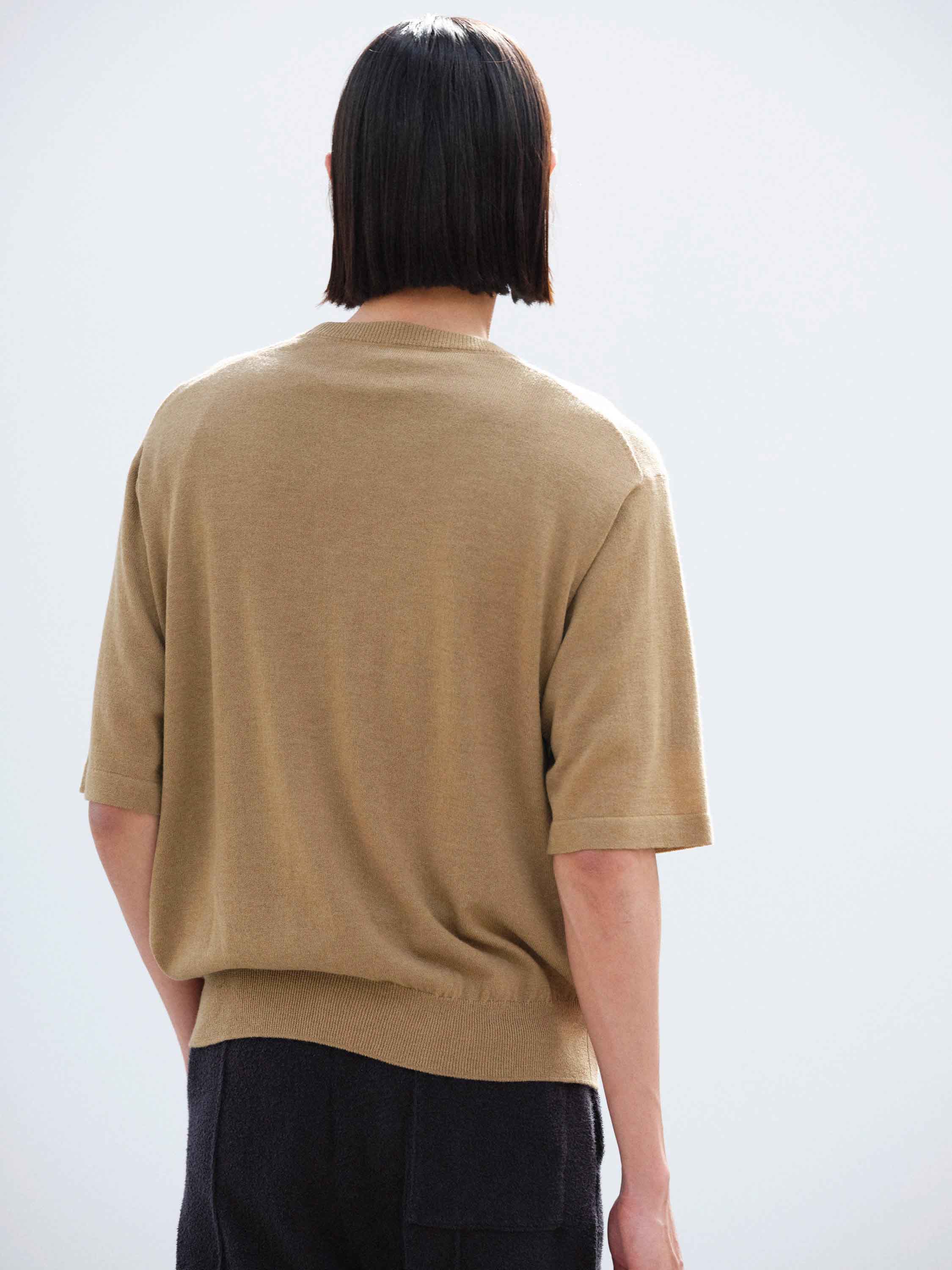 CASHMERE HARD TWIST KNIT TEE 詳細画像 CAMEL BROWN 3