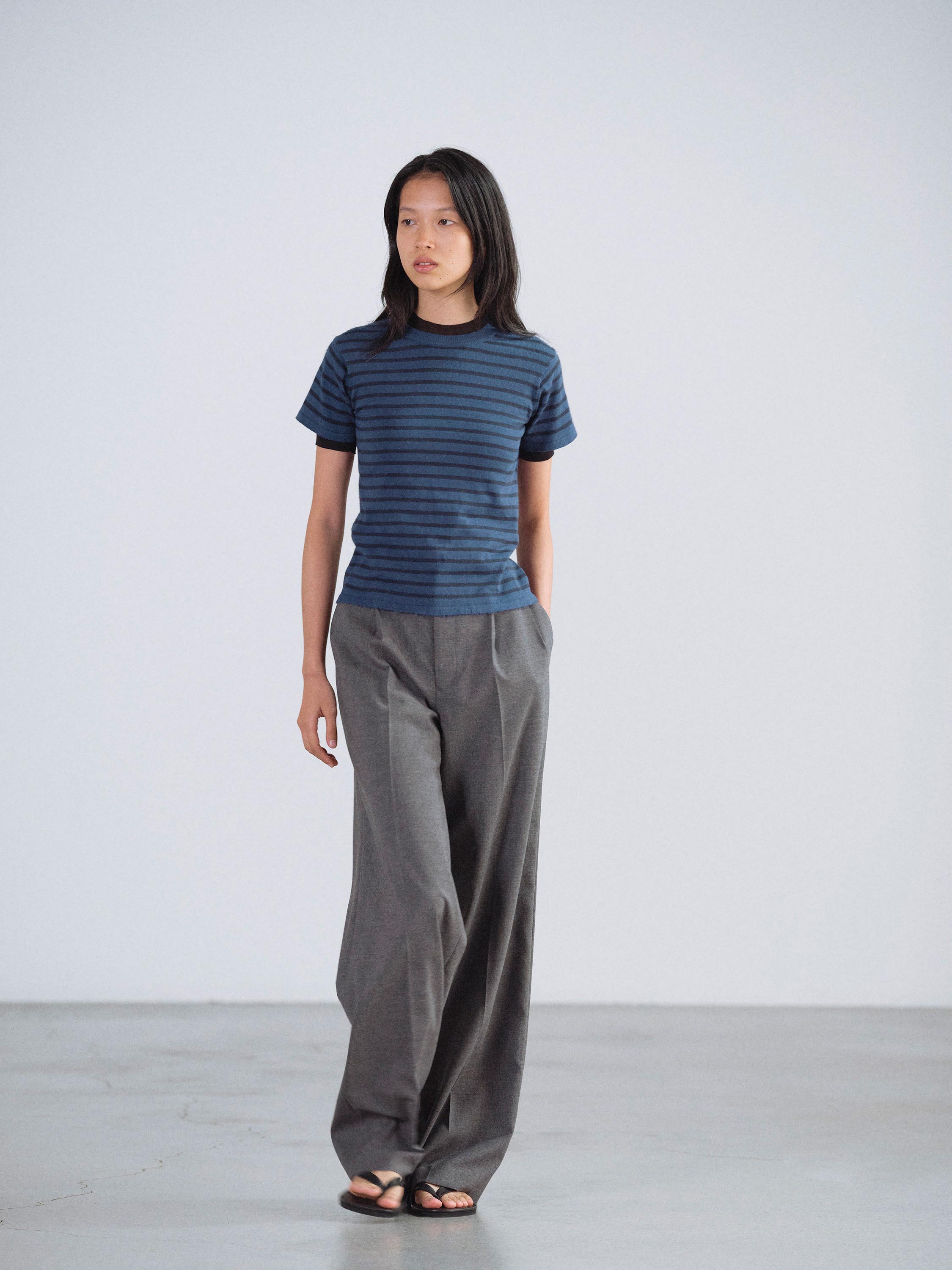 HIGH GAUGE COTTON KNIT TEE 詳細画像 BLUE NAVY STRIPE 2