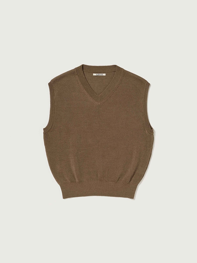 トップス AURALEE FRENCH MERINO ARAN KNIT VEST FLAT YARN RIB KNIT VEST - AURALEE Official Website