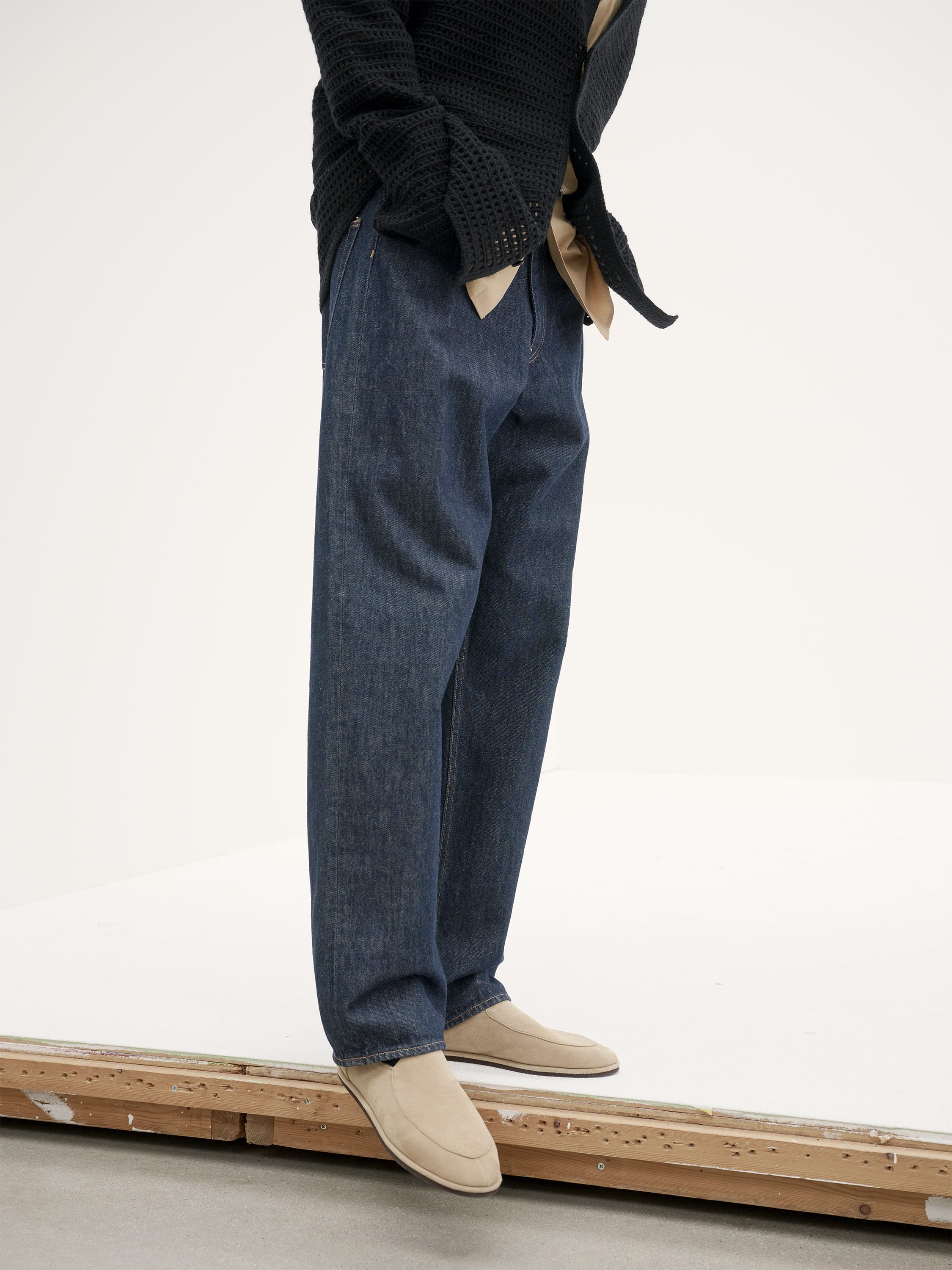 HARD TWIST DENIM WIDE PANTS