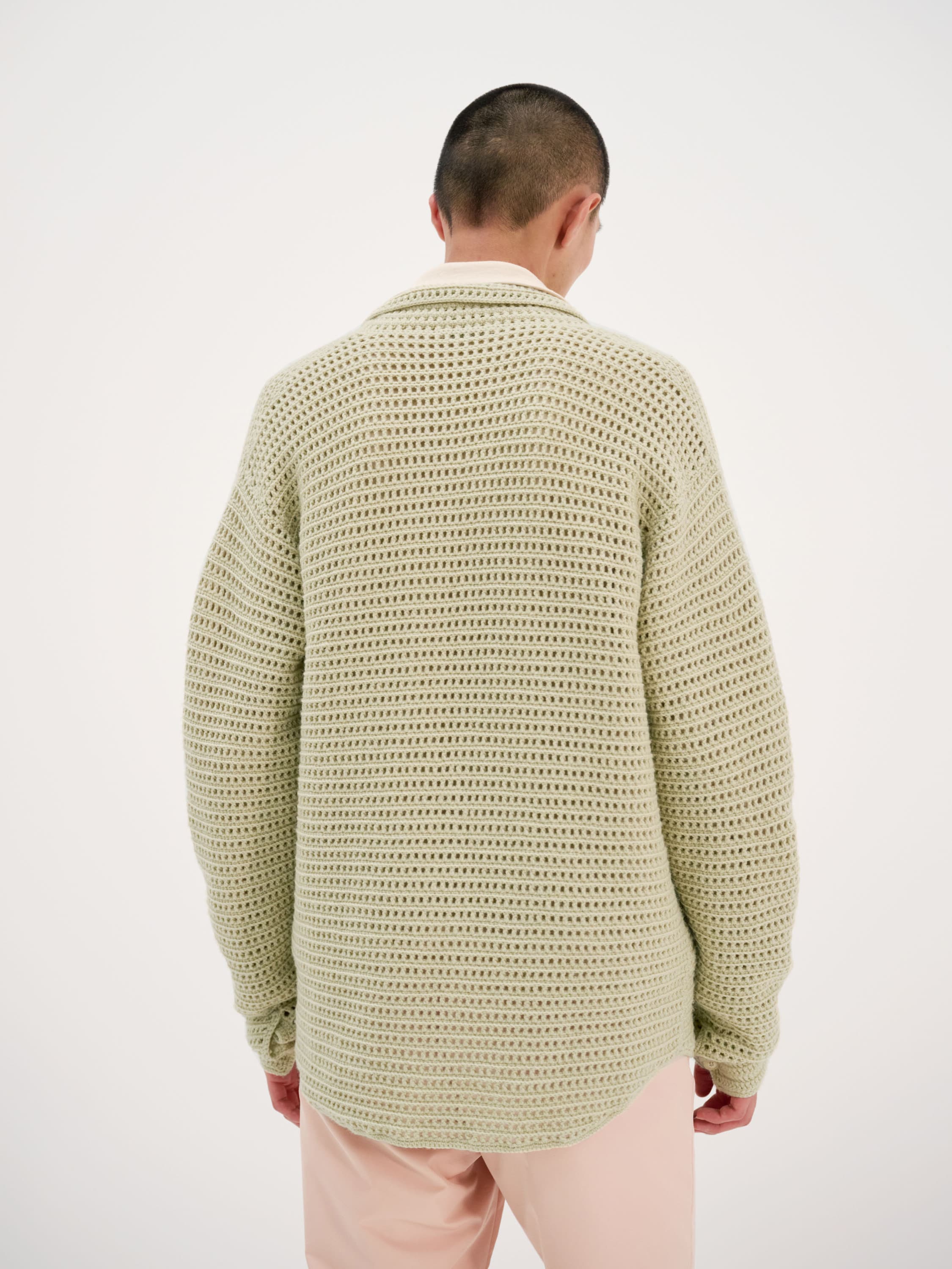 HAND CROCHET WOOL KNIT SHIRTS サイズ3-