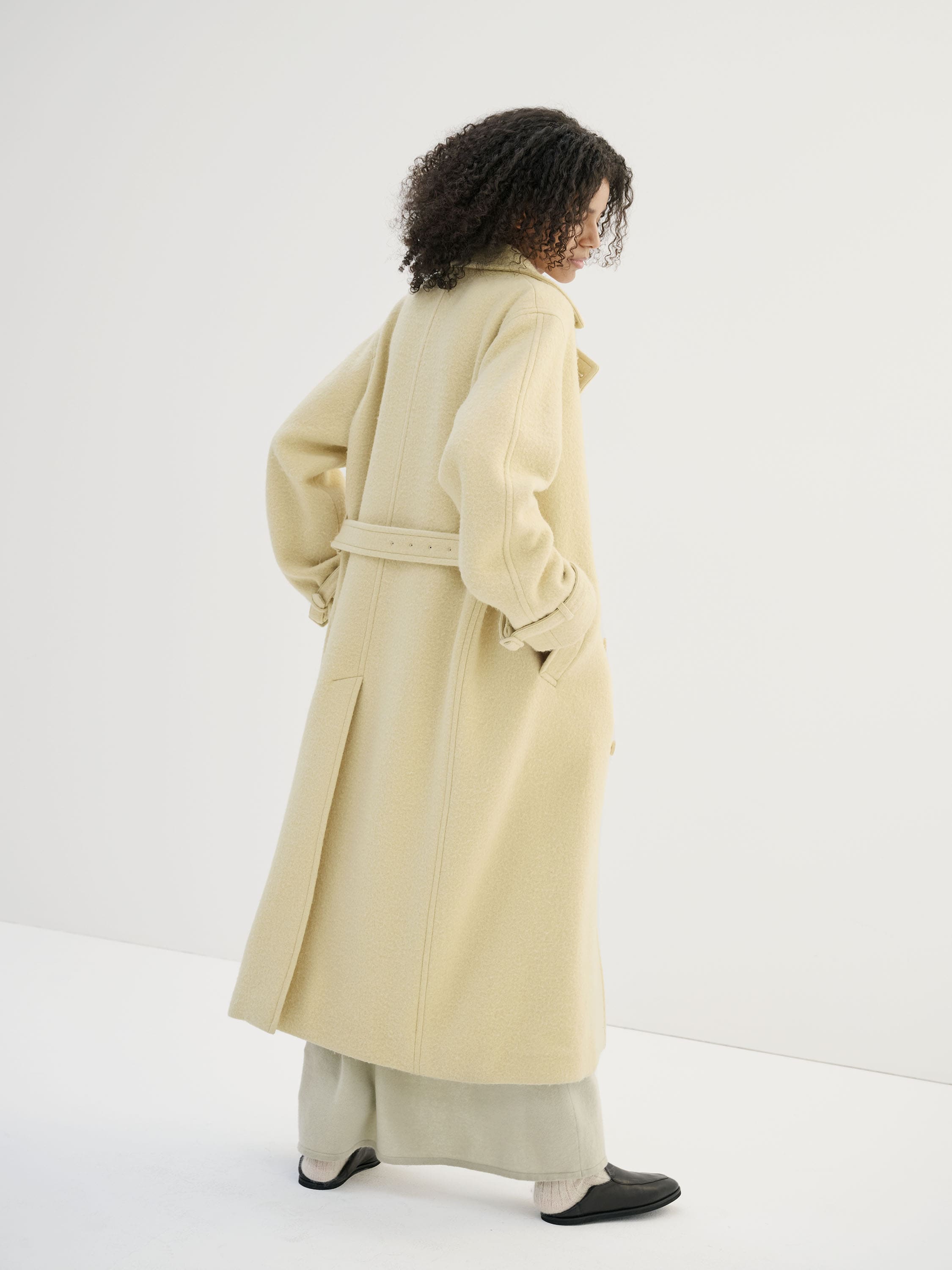 BRUSHED ALPACA WOOL MELTON TRENCH COAT 詳細画像 LIGHT BEIGE 5