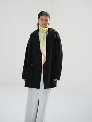 CASHMERE WOOL MOSSER HALF COAT