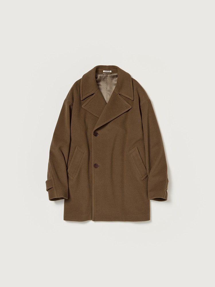 CASHMERE WOOL MOSSER HALF COAT - AURALEE Official