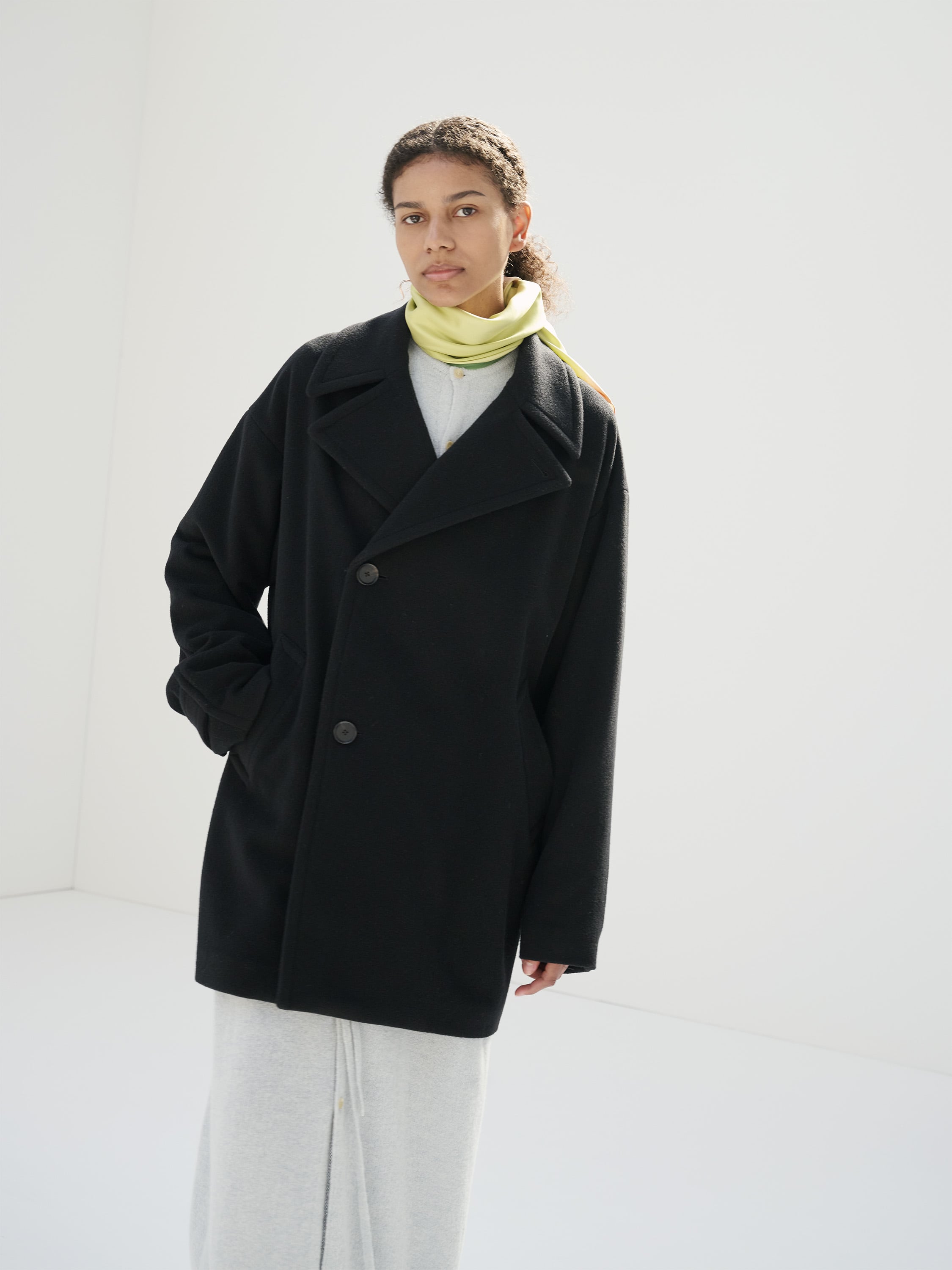 maatee&sons cashmere leather half coat