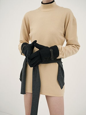 BRUSHED ALPACA WOOL MELTON GLOVES