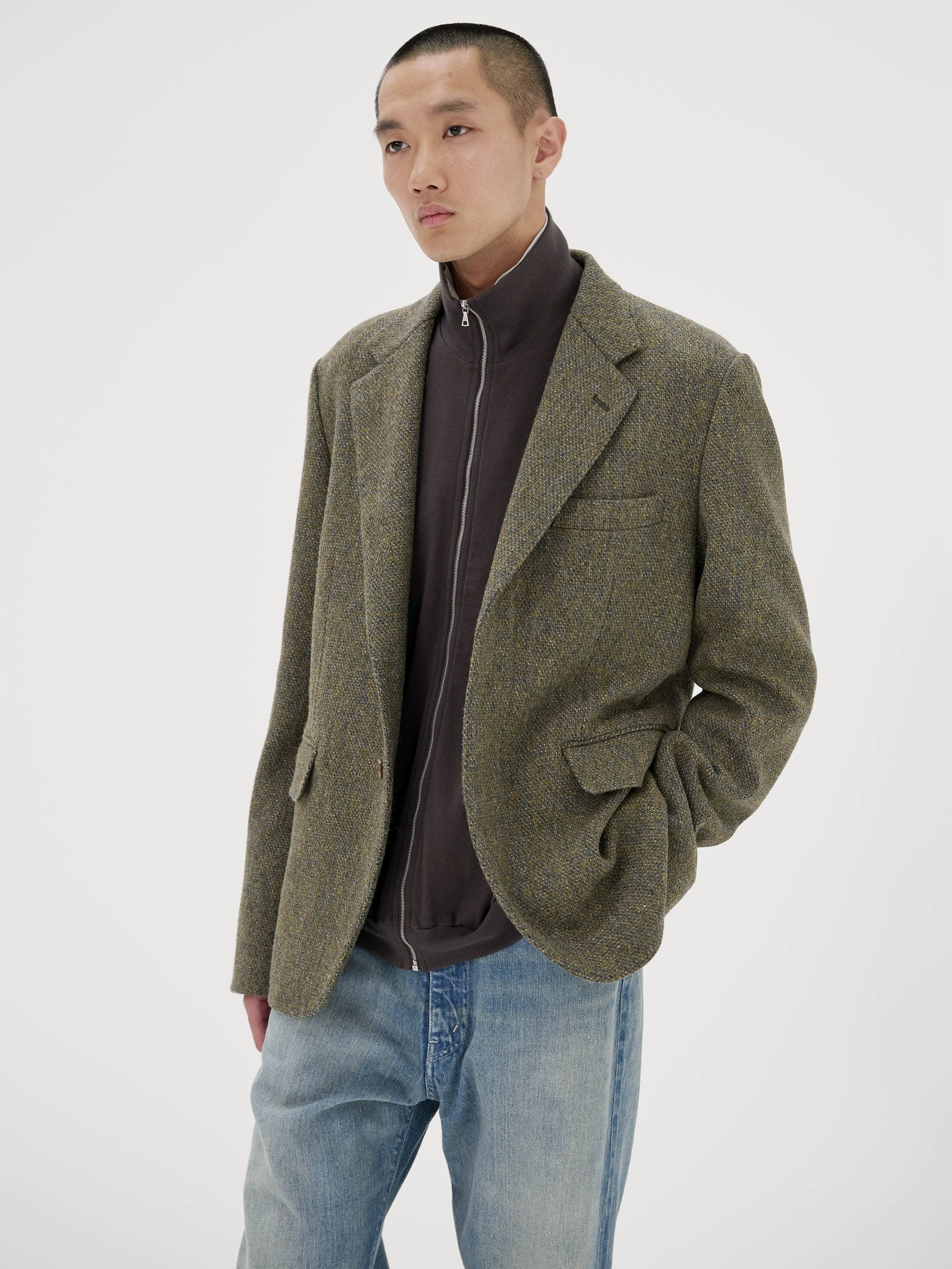 1度のみ短時間着用タグ付きAURALEE BRITISH WOOL TWEED OVER JACKET