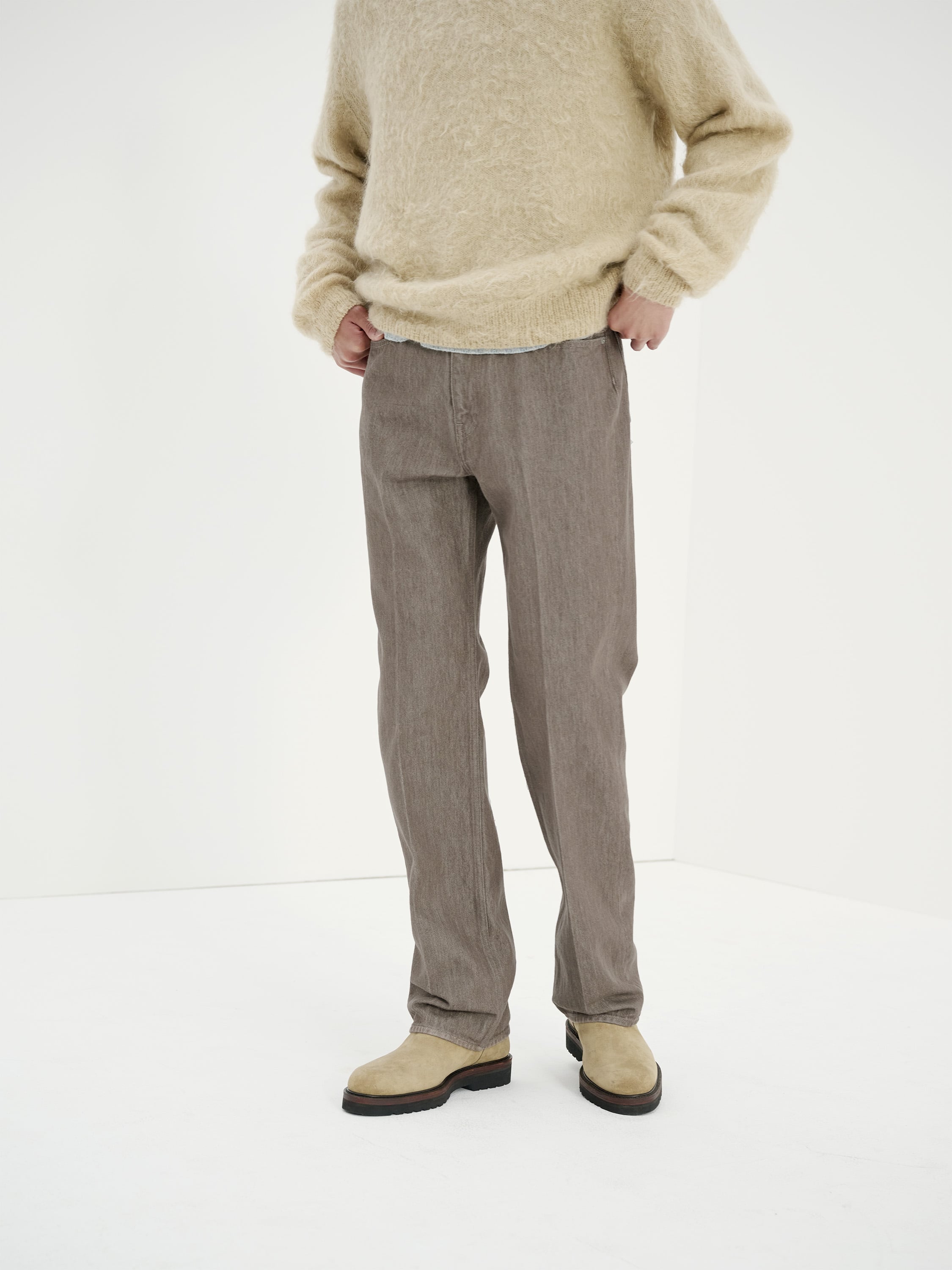 HARD TWIST BROWN DENIM 5P PANTS - AURALEE Official Website