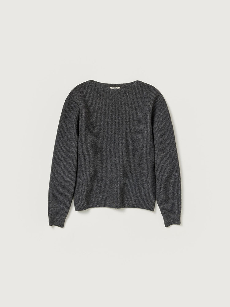 MILLED FRENCH MERINO RIB KNIT BOAT NECK P/O - AURALEE Official Website