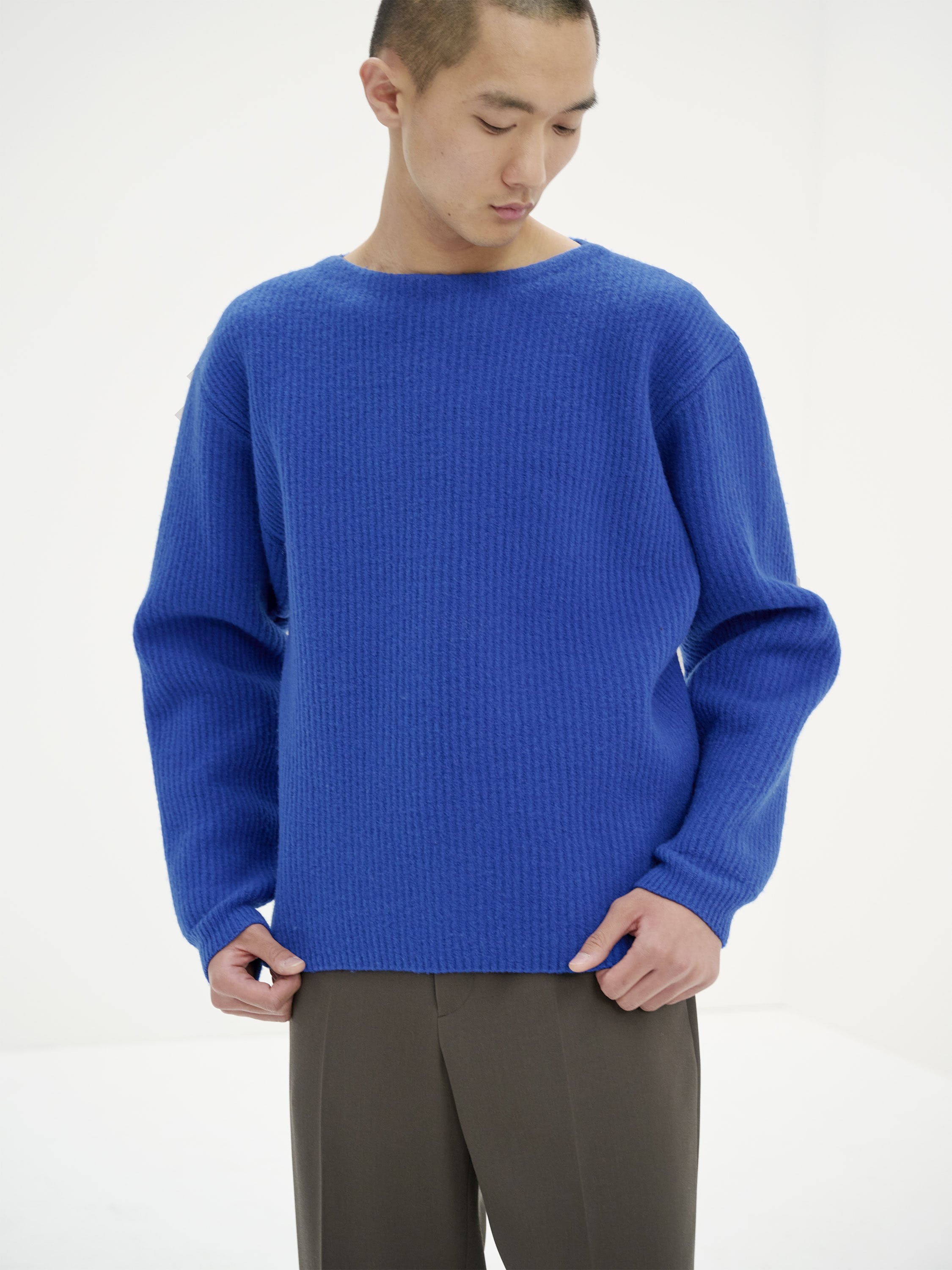 MILLED FRENCH MERINO RIB KNIT BOAT NECK P/O - AURALEE Official Website