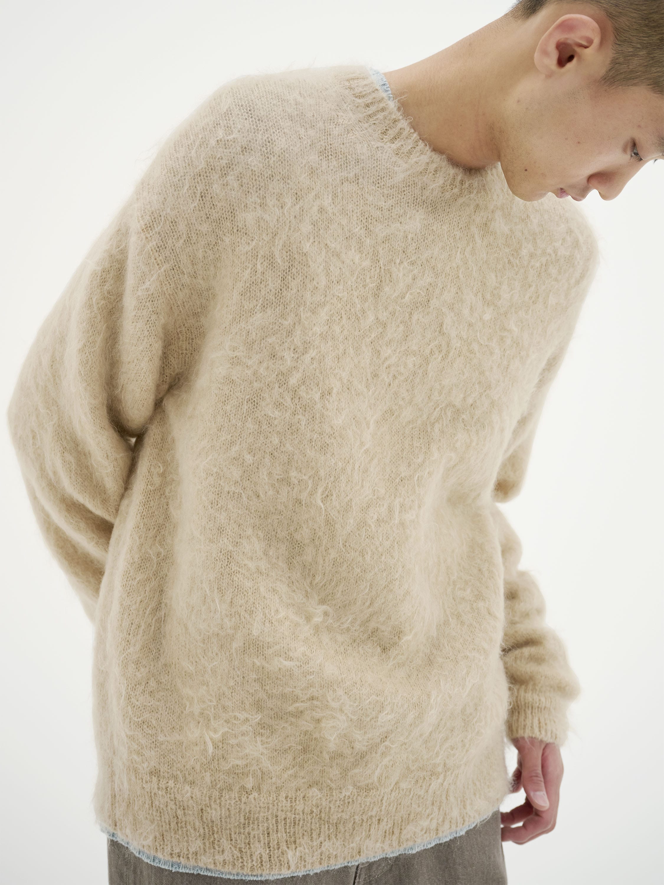 BRUSHED SUPER KID MOHAIR KNIT P/O 詳細画像 BEIGE 1