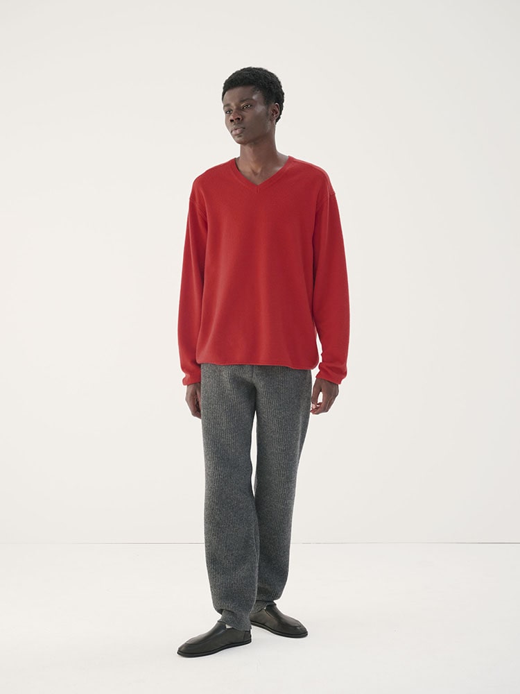 FELTED WOOL KNIT V-NECK P/O - AURALEE Official Website