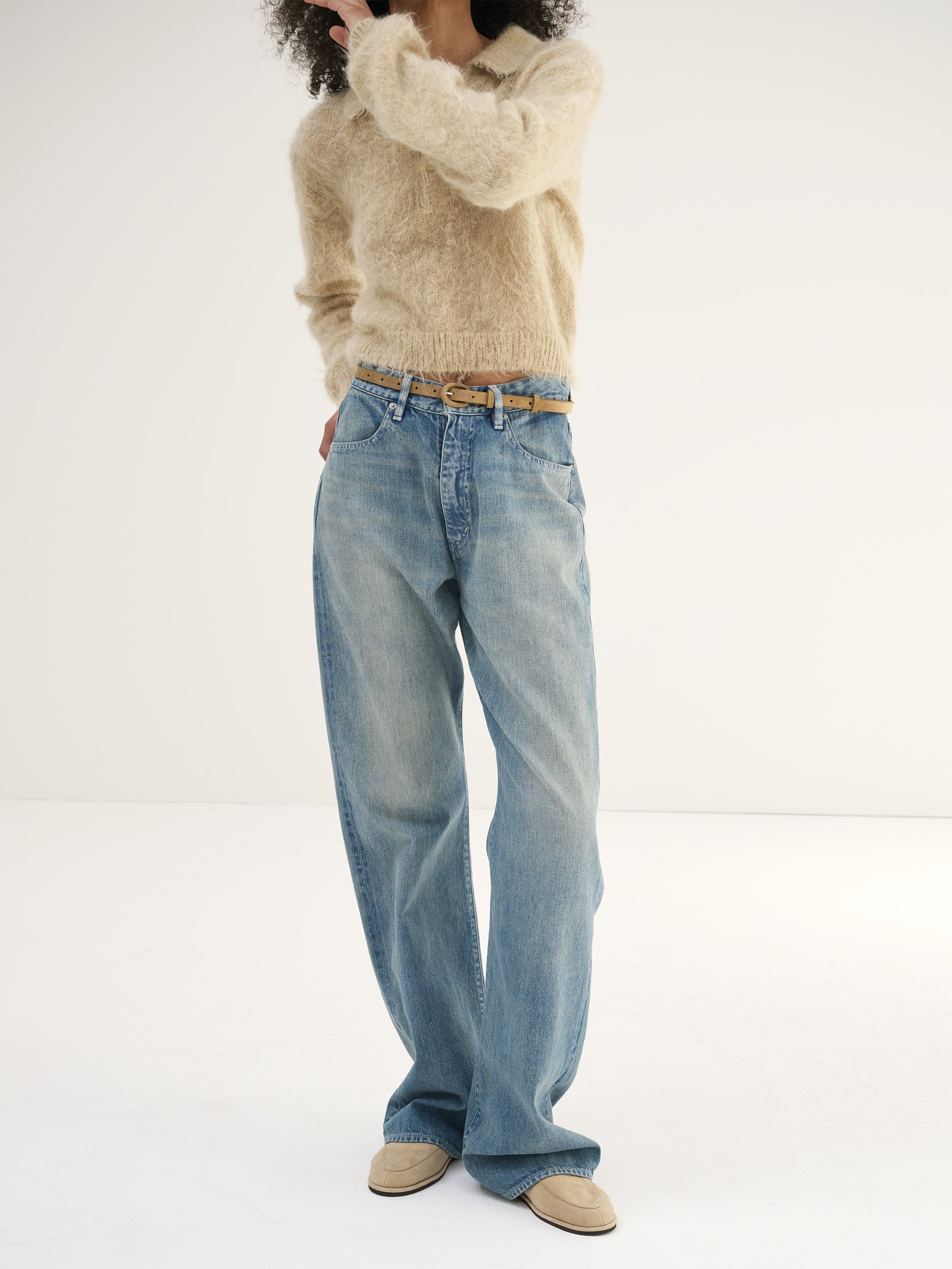 auralee SELVEDGE FADED LIGHT DENIM PANTS