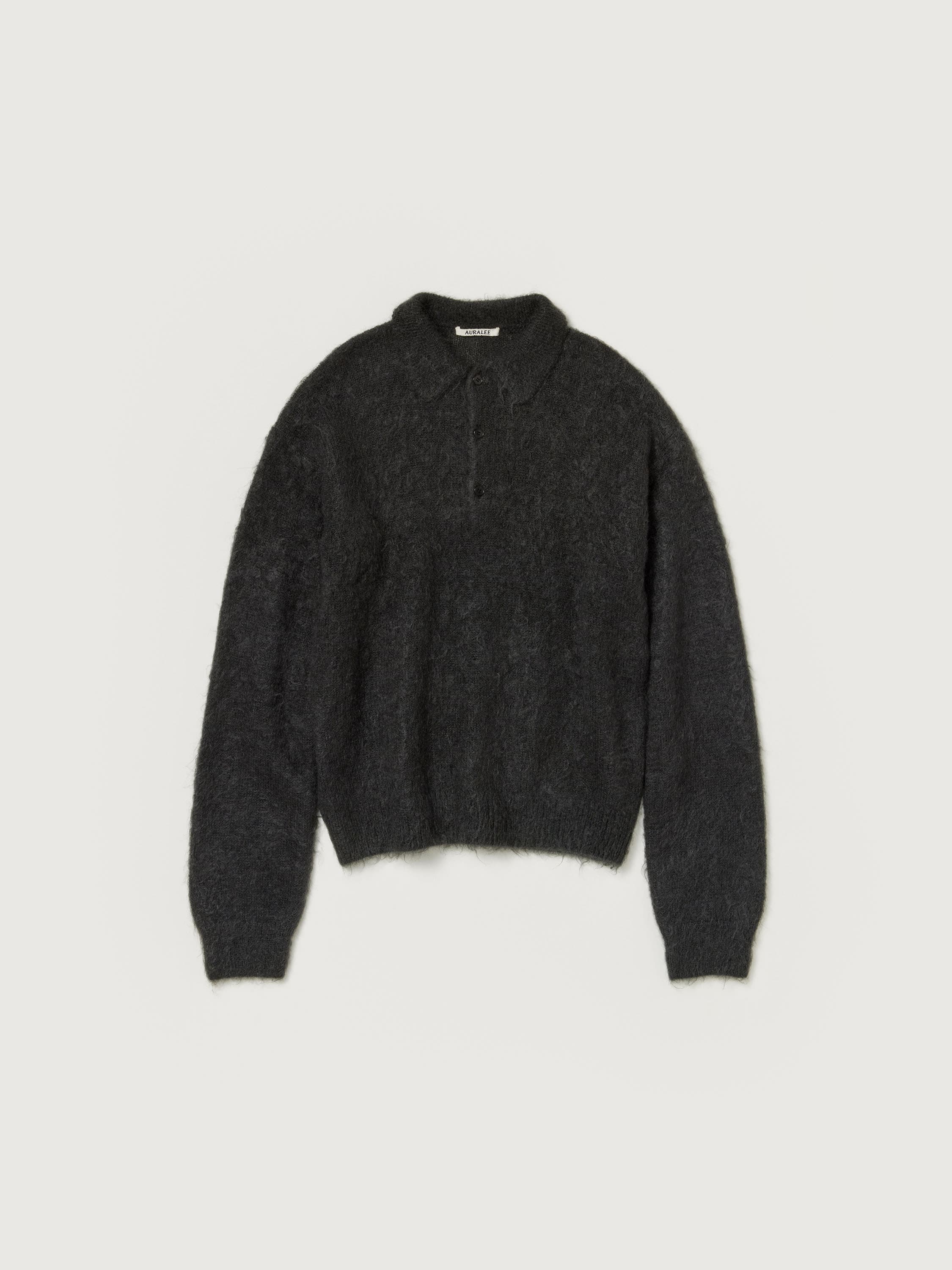 BRUSHED SUPER KID MOHAIR KNIT POLO