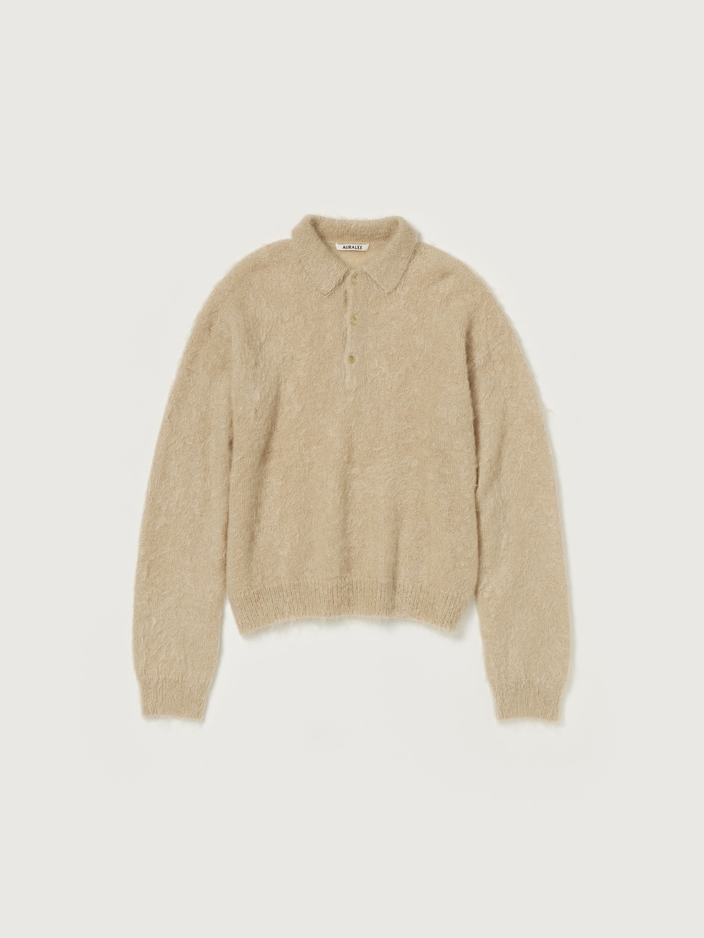 BRUSHED SUPER KID MOHAIR KNIT POLO