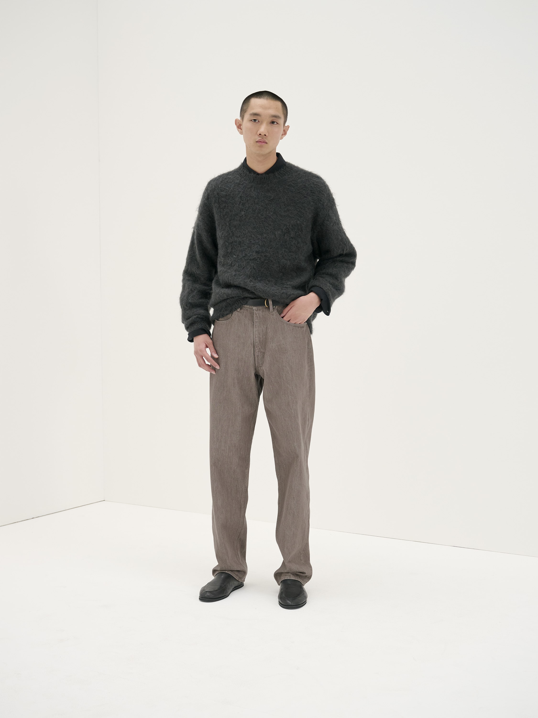 HARD TWIST BROWN DENIM WIDE PANTS - AURALEE Official Website