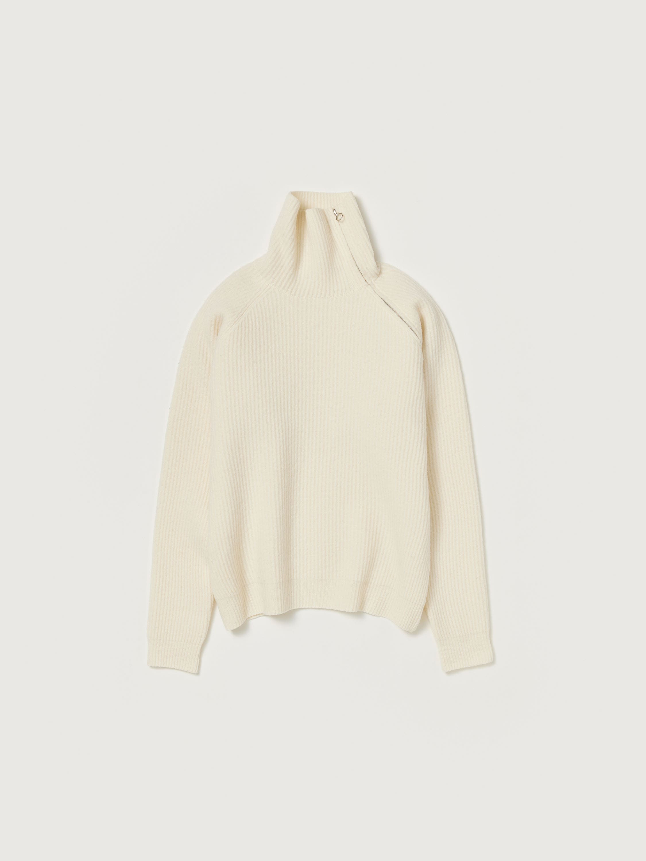 MILLED FRENCH MERINO RIB KNIT ZIP P/O - AURALEE Official Website