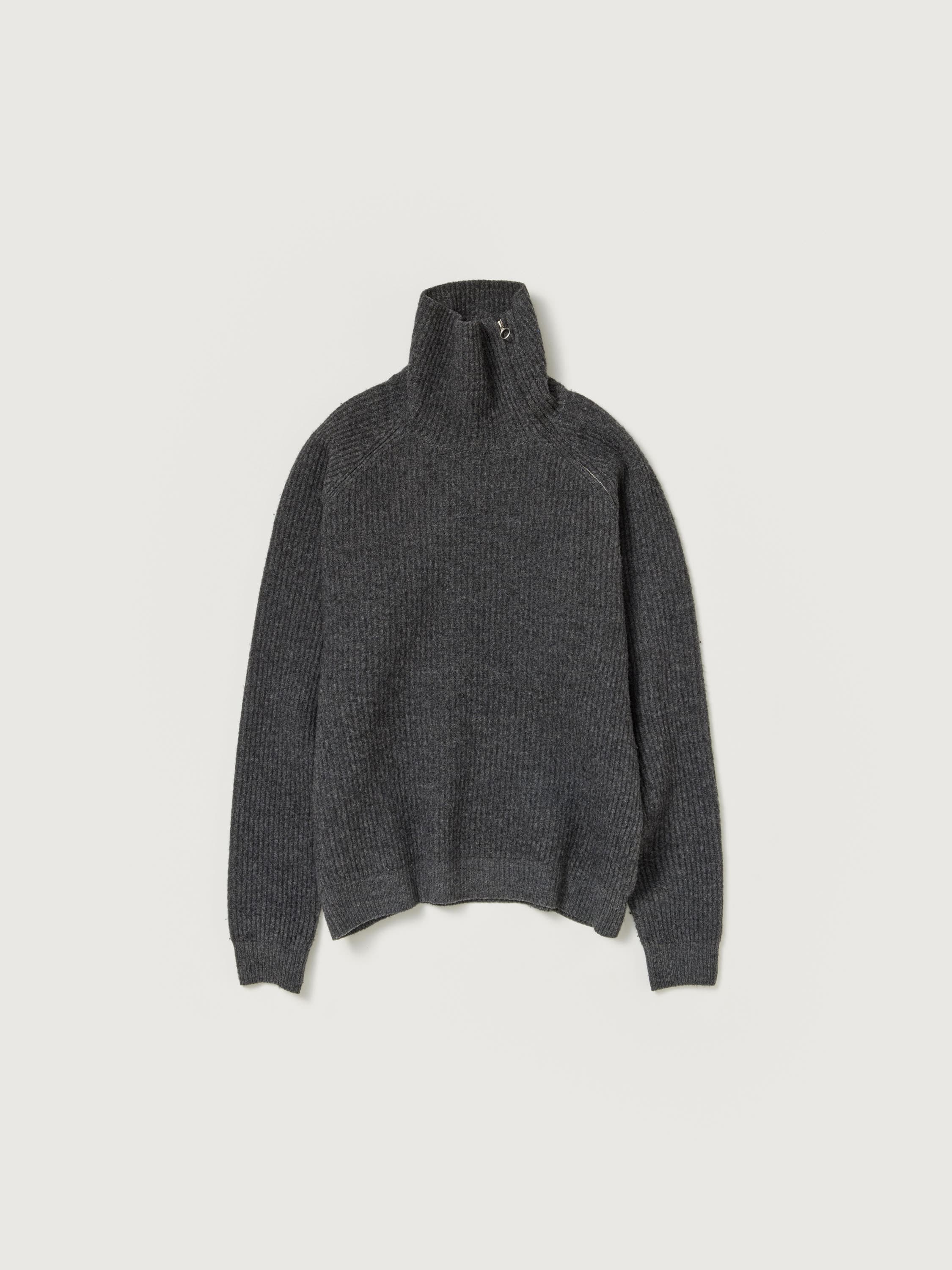 MILLED FRENCH MERINO RIB KNIT ZIP P/O 詳細画像 CHARCOAL GRAY 1