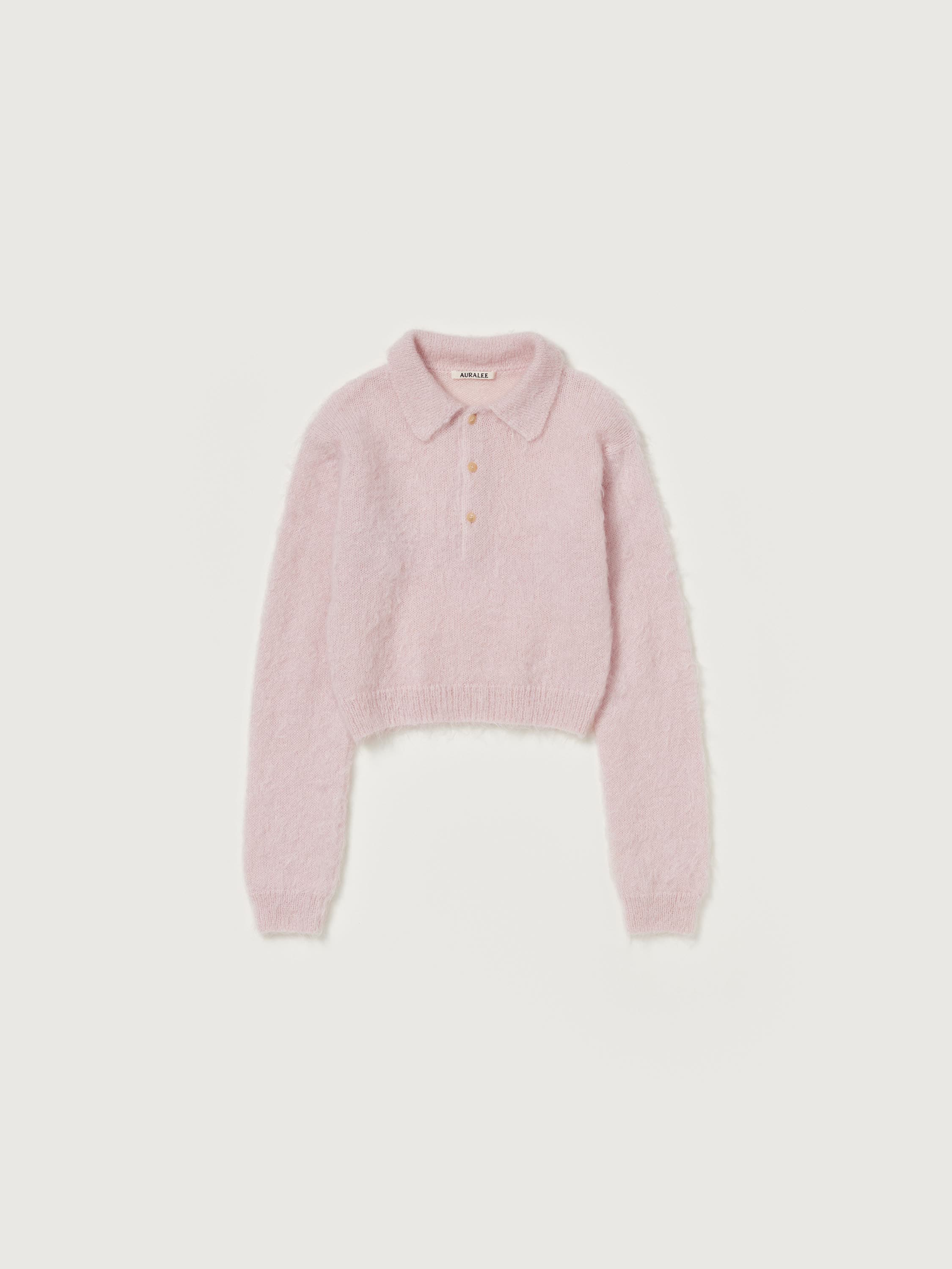 BRUSHED SUPER KID MOHAIR KNIT SHORT POLO - AURALEE Official Website