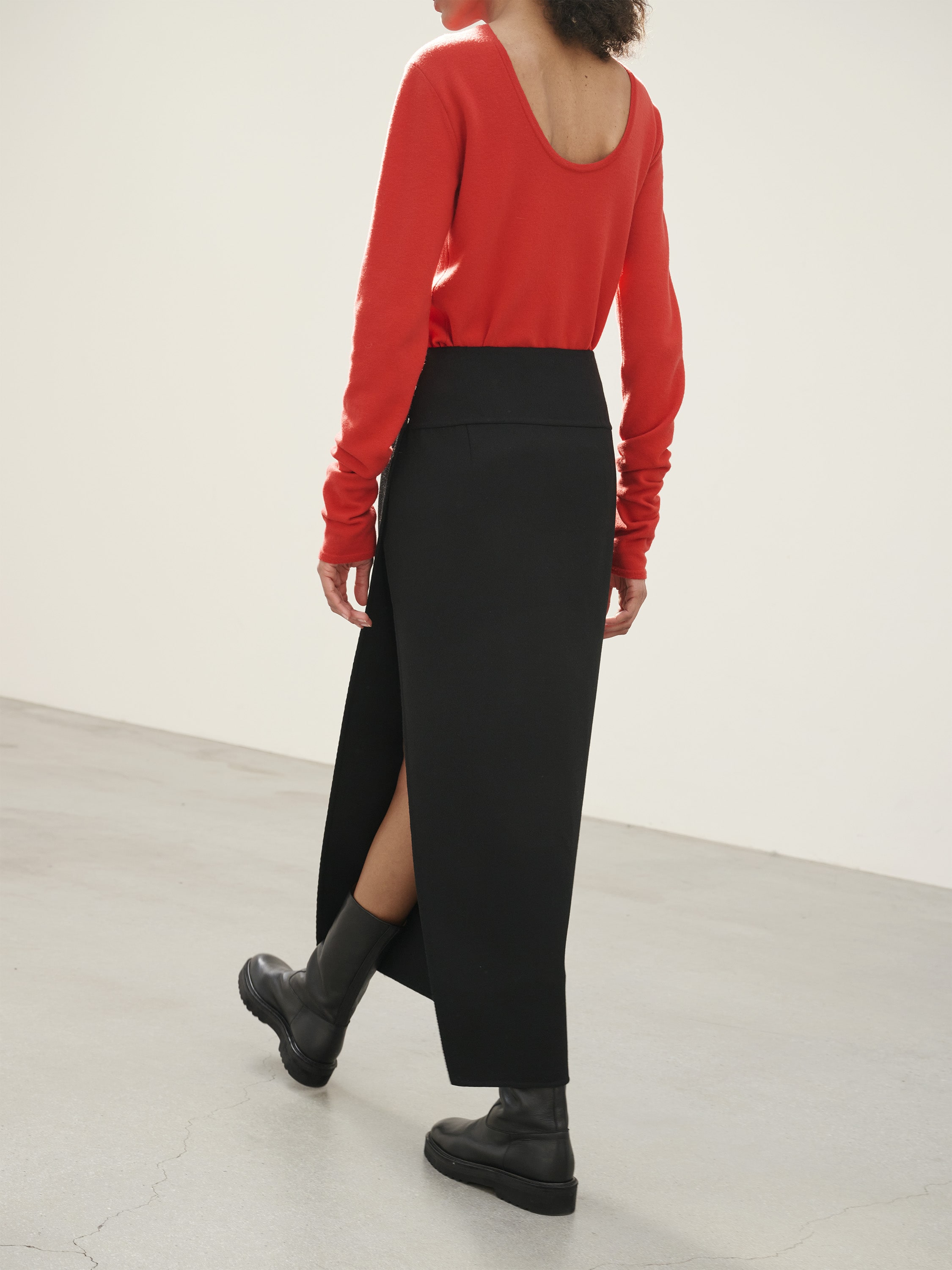 DOUBLE CLOTH HARD TWIST CARSEY HAND SEWN SKIRT 詳細画像 BLACK 3