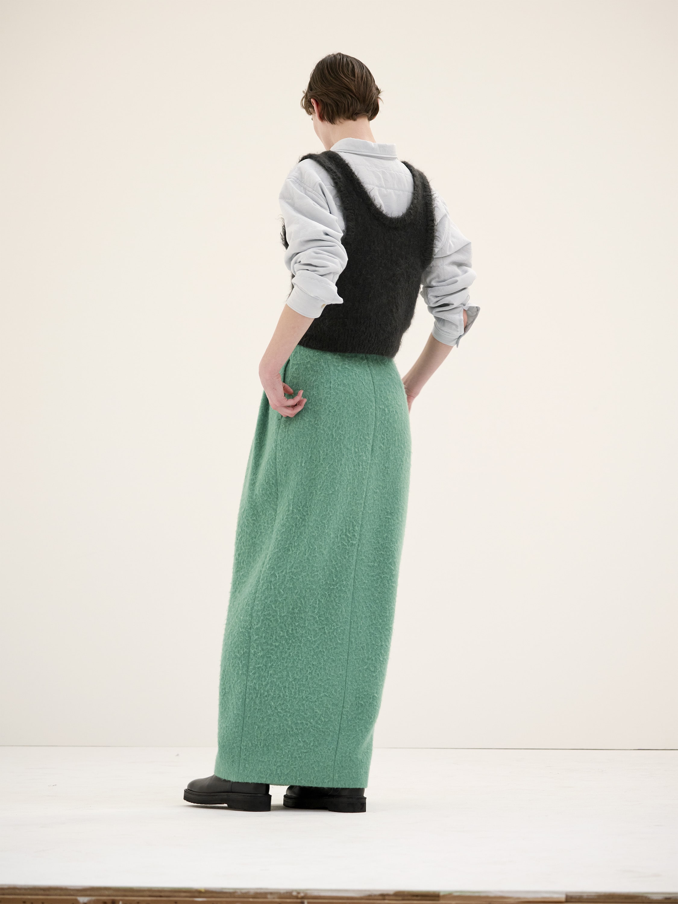 BRUSHED ALPACA WOOL MELTON SKIRT 詳細画像 JADE GREEN 4