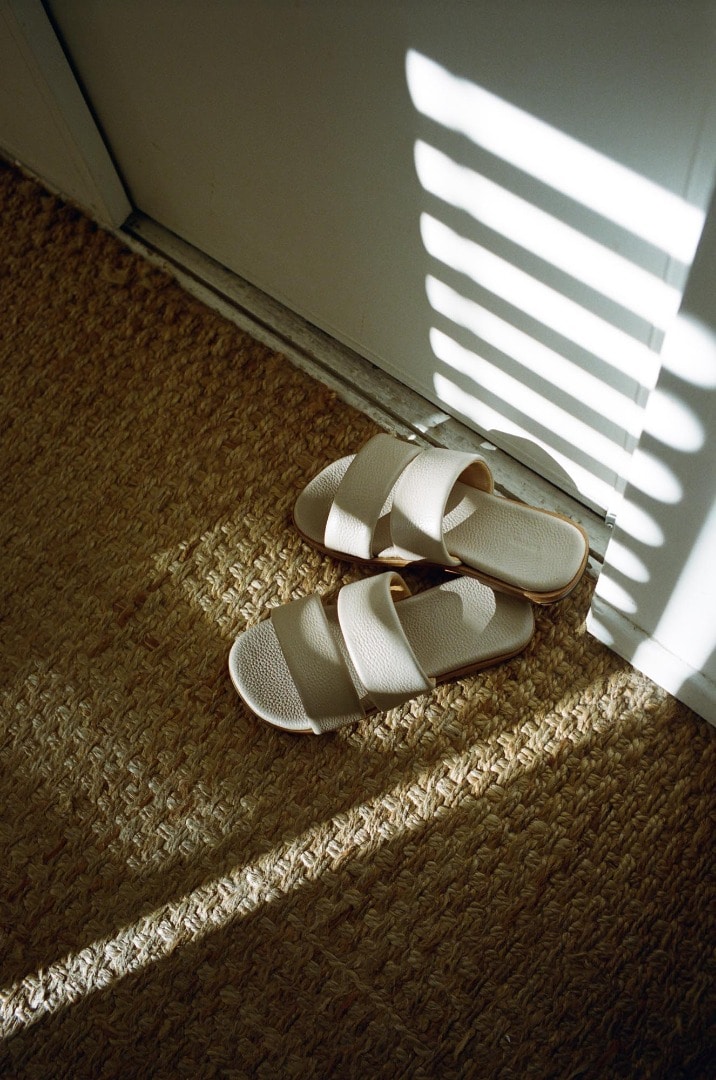 Leather Strap Sandals in Ivory